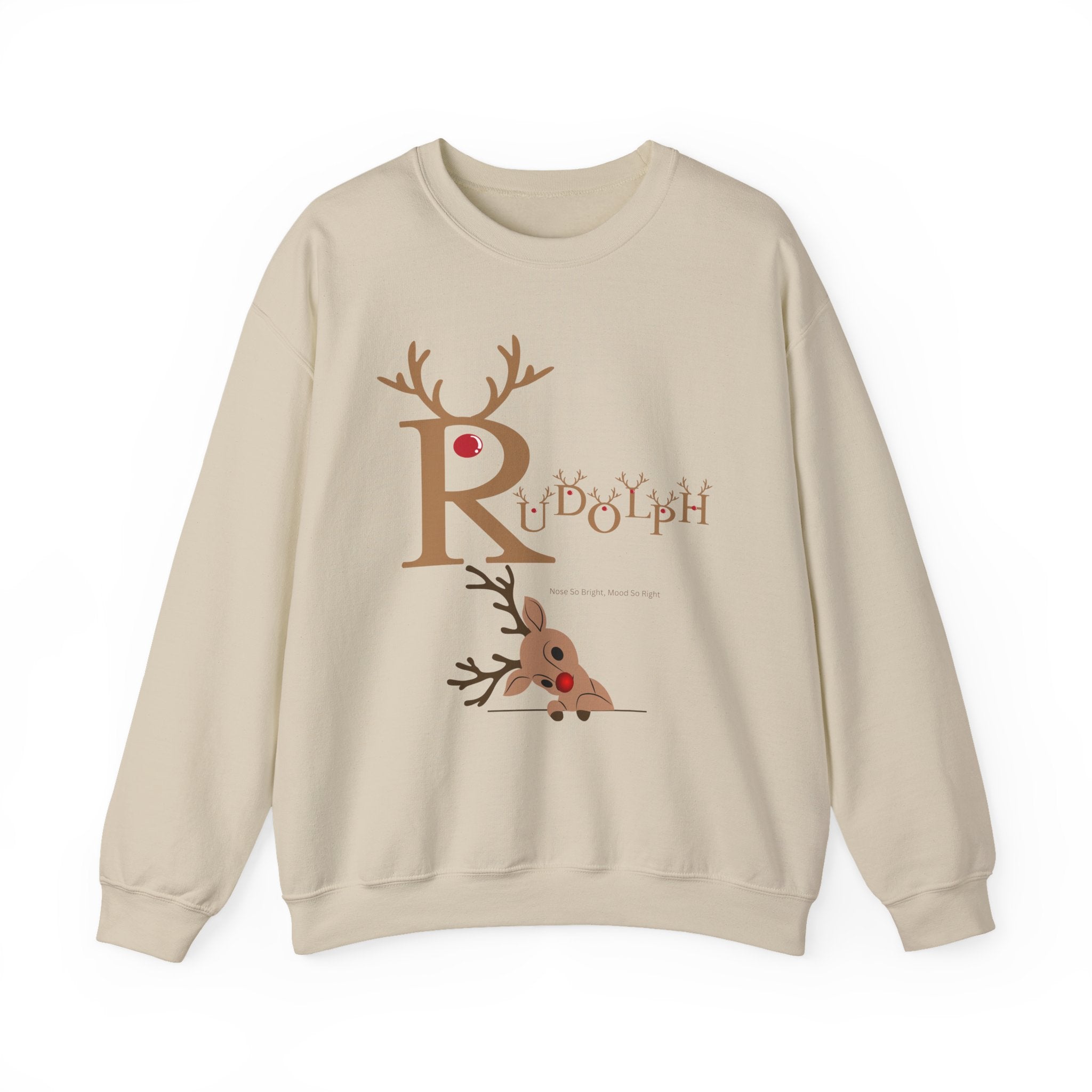 Rudolph "Nose So Bright, Mood So Right" Christmas Crewneck Sweatshirt
