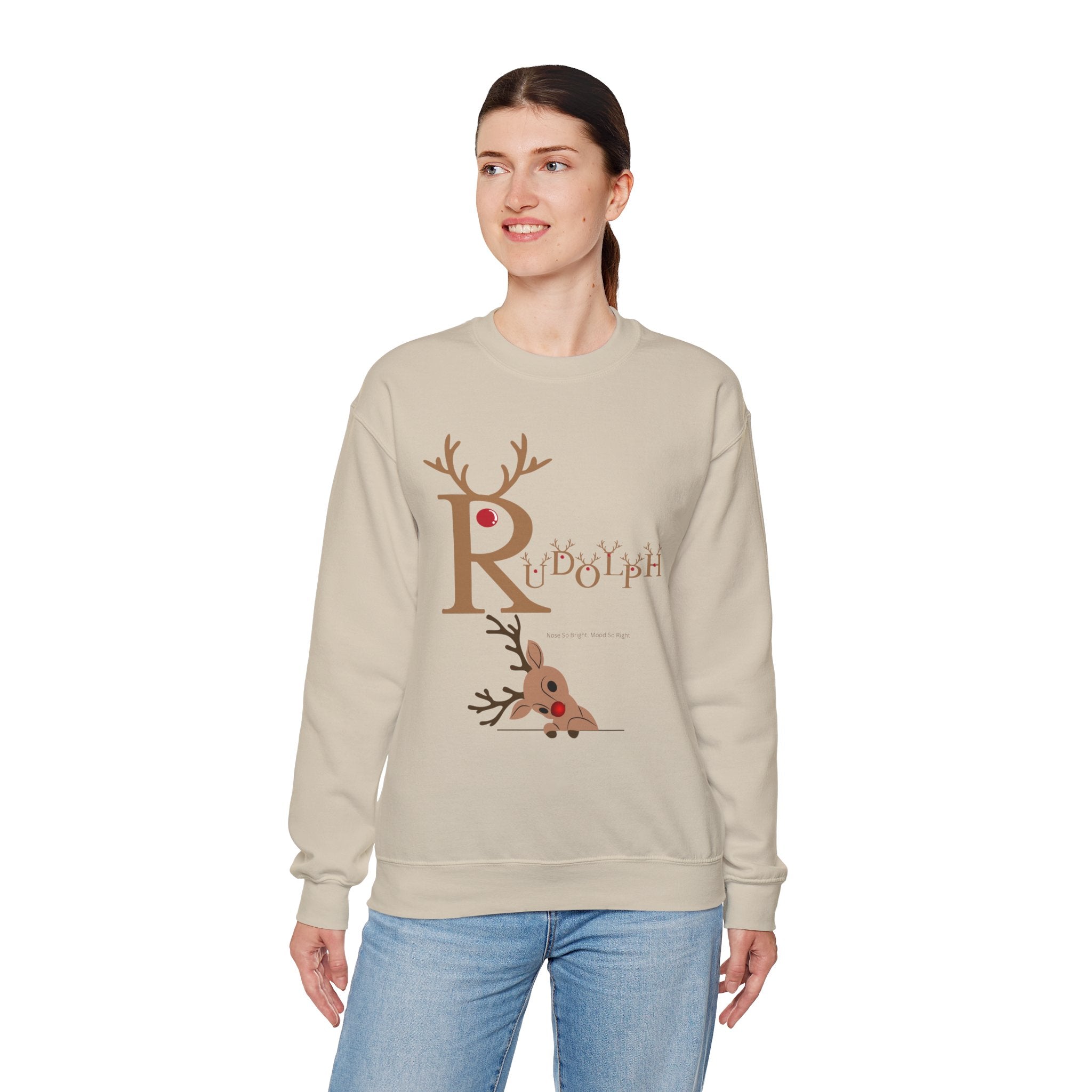 Rudolph "Nose So Bright, Mood So Right" Christmas Crewneck Sweatshirt