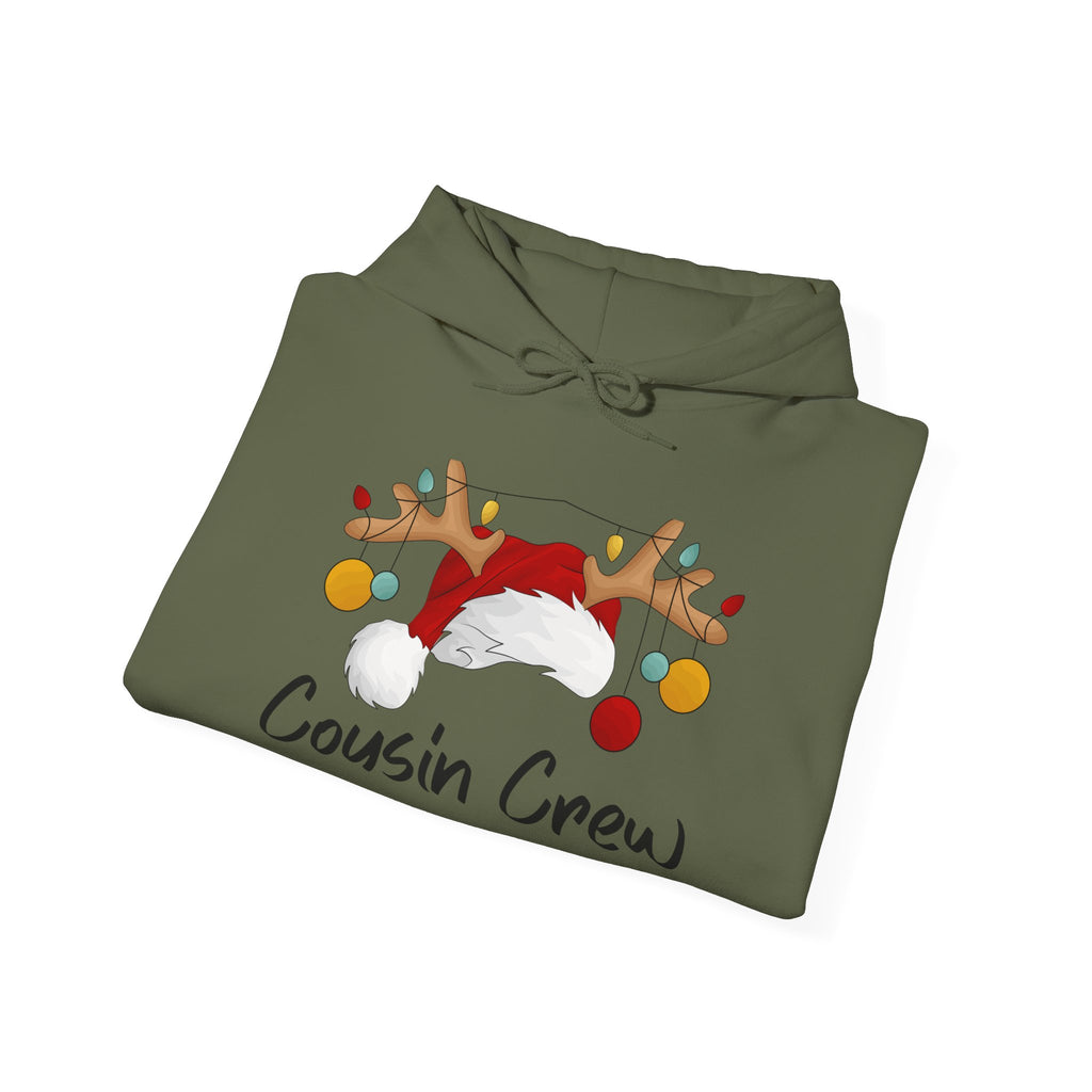 Cousin Crew Holiday Hoodie — Cute Santa Reindeer Antlers Christmas Sweatshirt