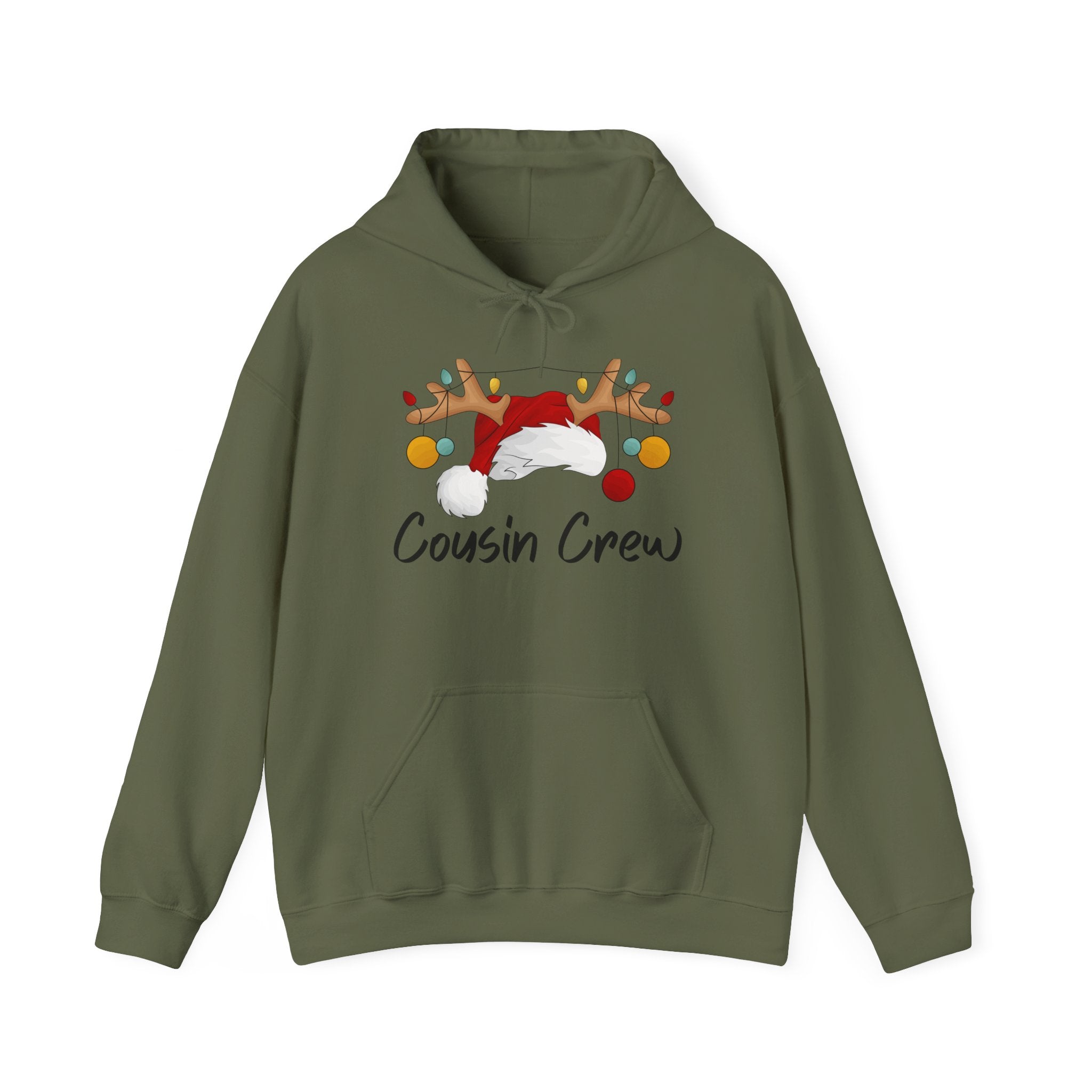 Cousin Crew Holiday Hoodie — Cute Santa Reindeer Antlers Christmas Sweatshirt