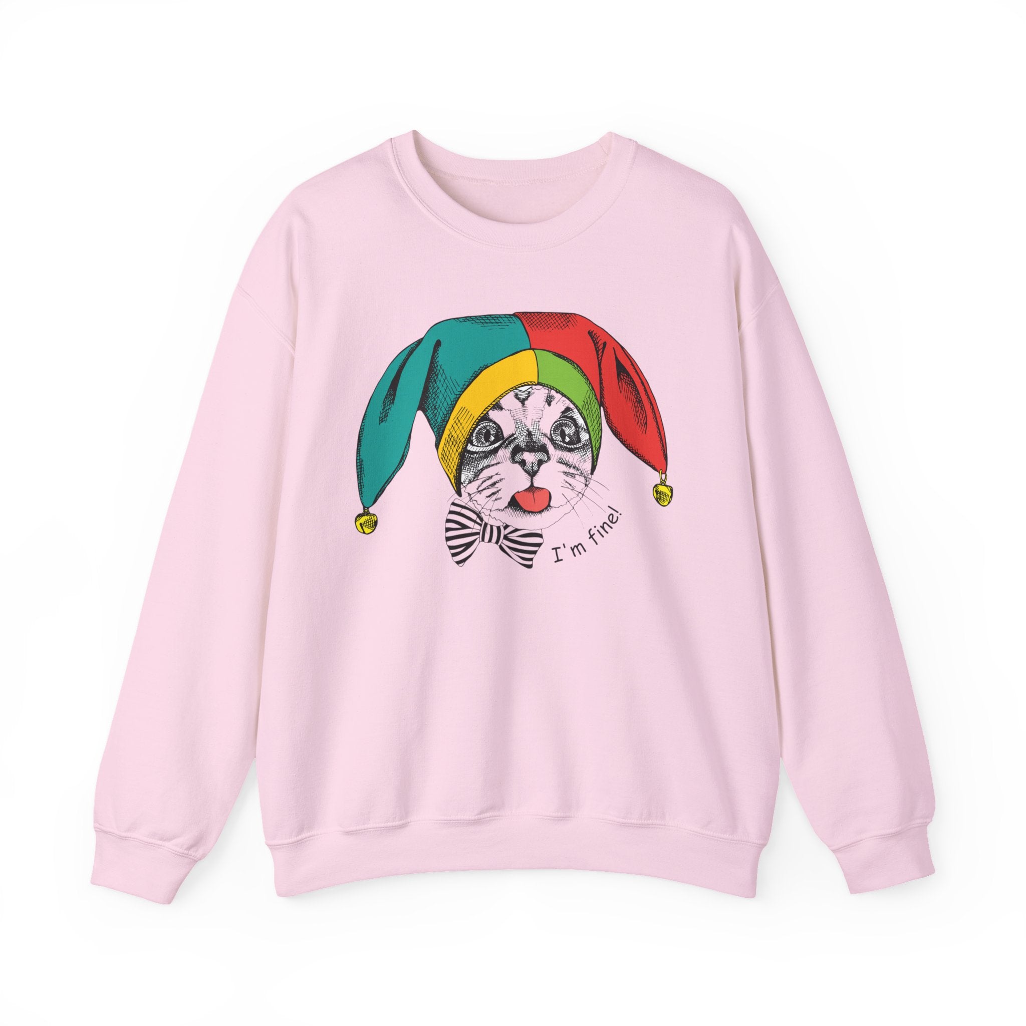 Jester Kitty Crewneck Sweatshirt - I'm Fine!