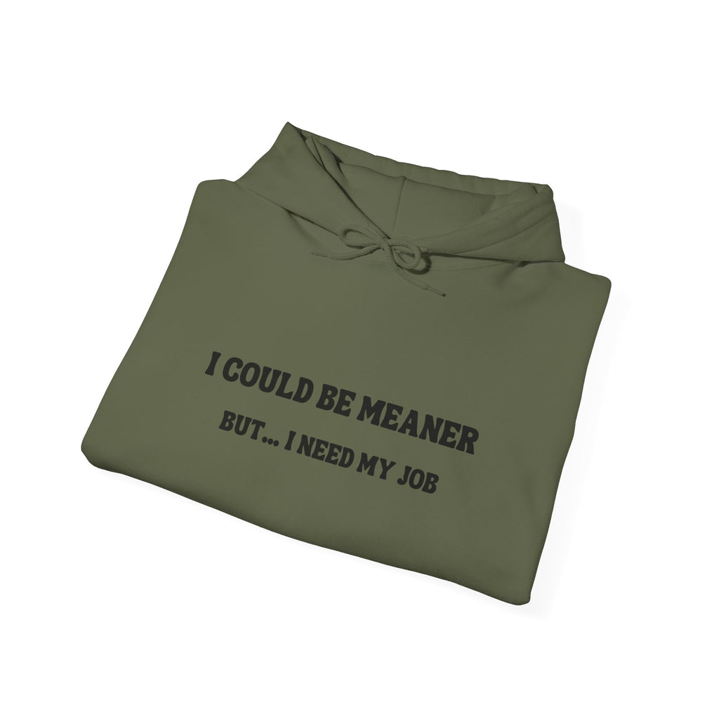 I Could Be Meaner But I Need My Job Hoodie — Funny Work Humor Hooded Sweatshirt