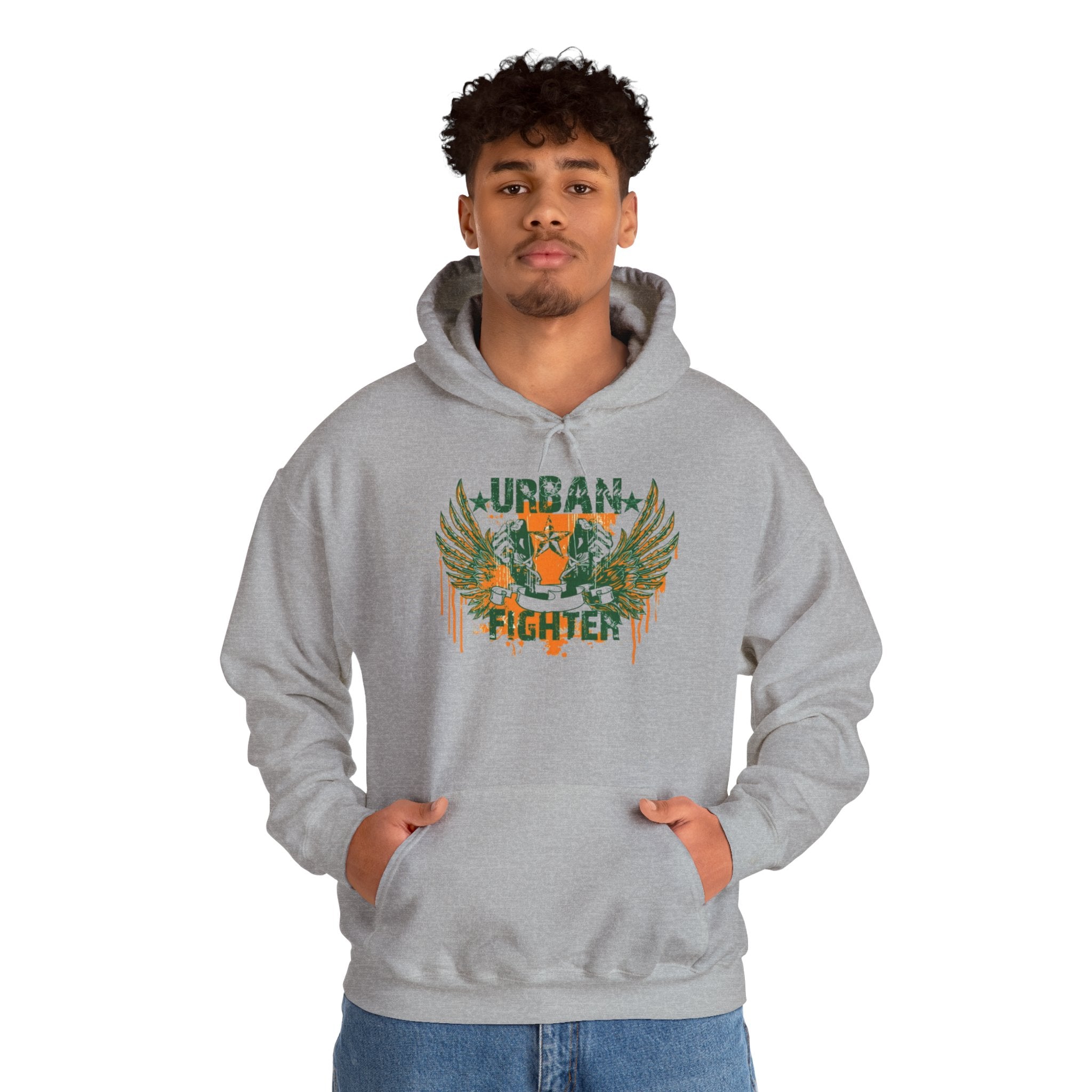 Urban Fighter Hoodie — Vintage Winged Tiger Graphic Sweatshirt