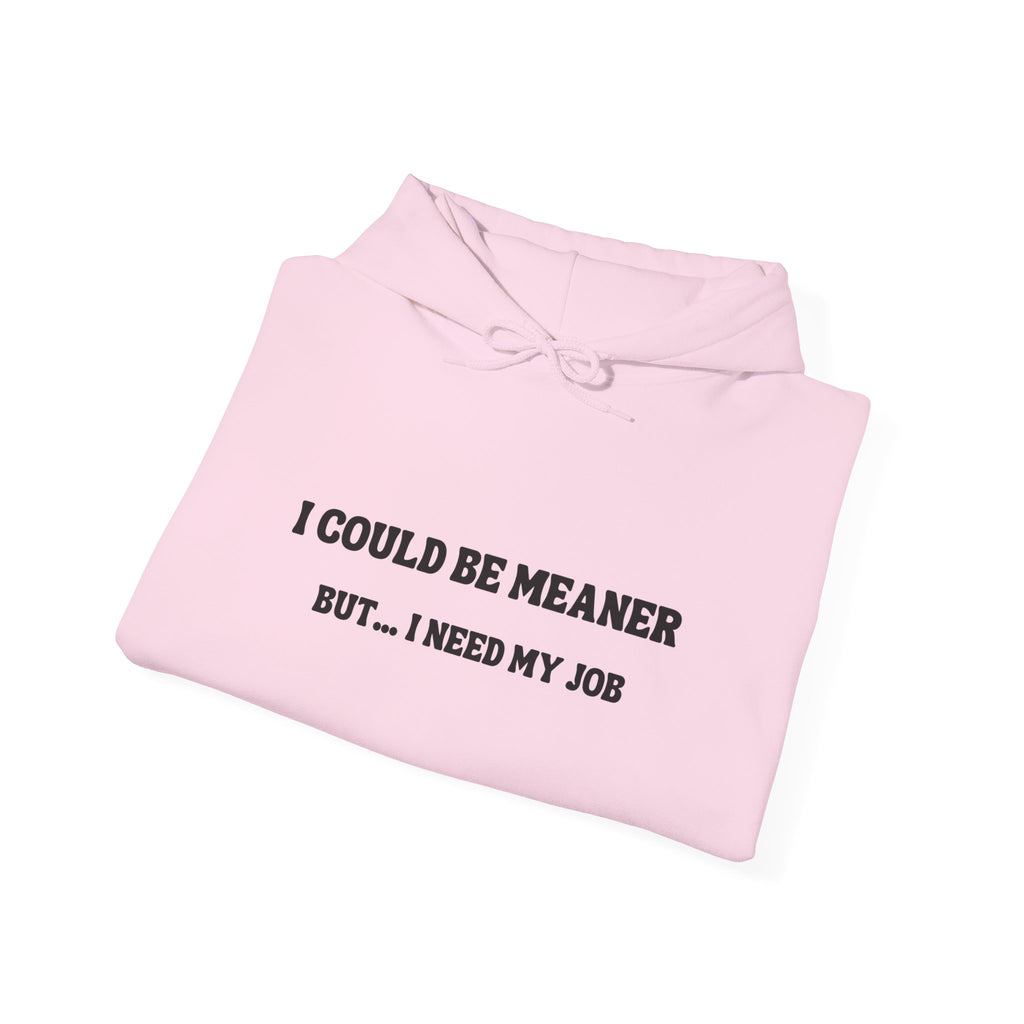 I Could Be Meaner But I Need My Job Hoodie — Funny Work Humor Hooded Sweatshirt