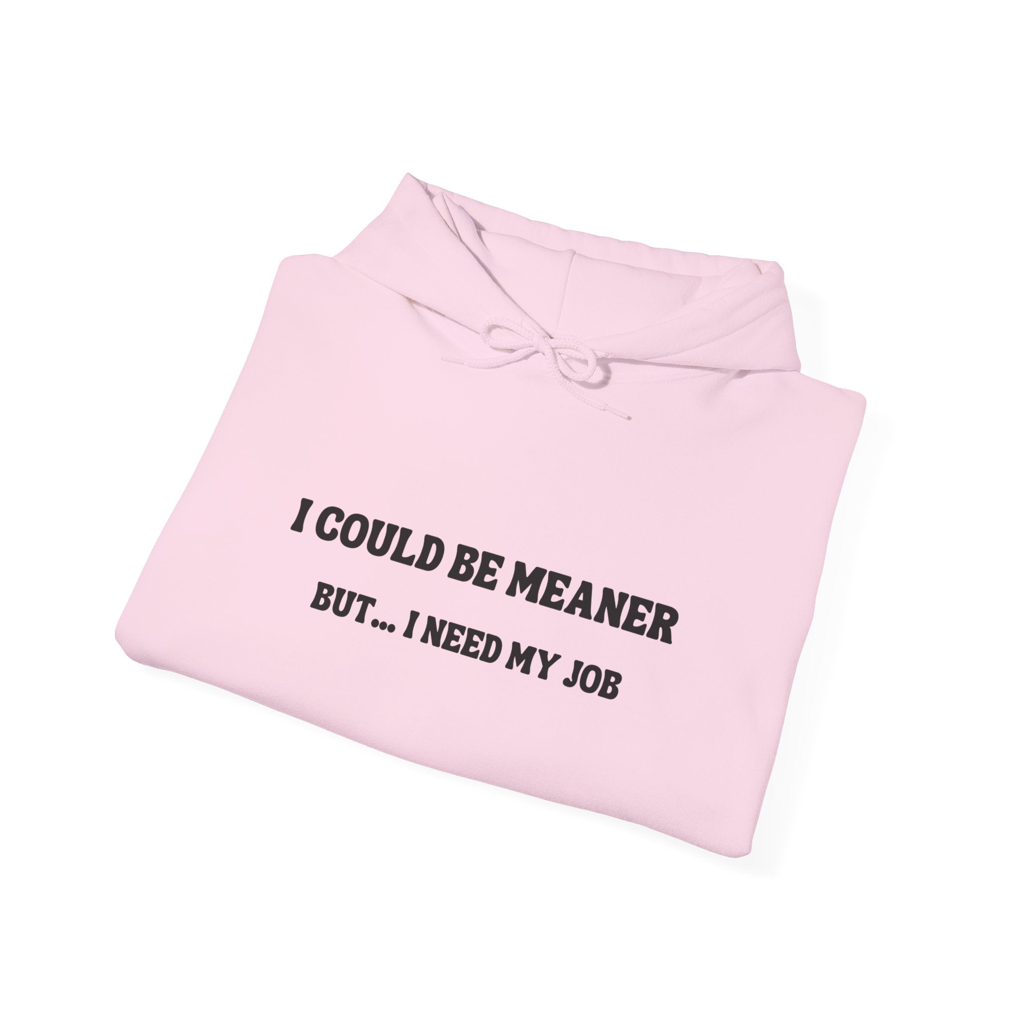 I Could Be Meaner But I Need My Job Hoodie — Funny Work Humor Hooded Sweatshirt