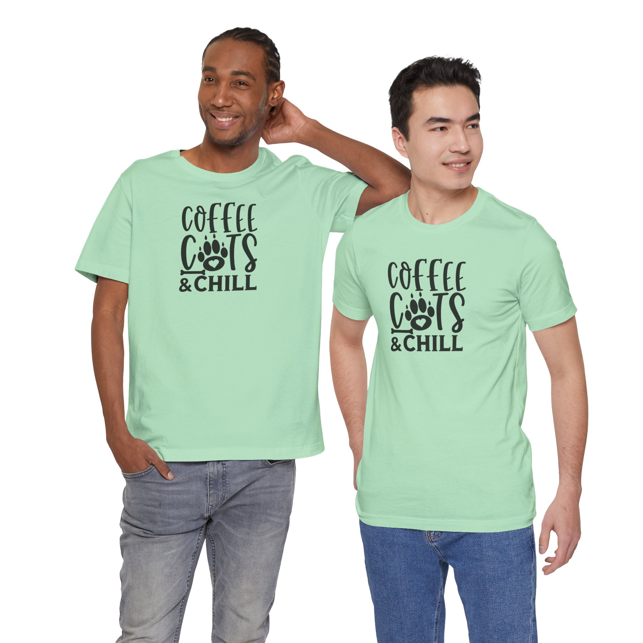 Coffee, Cats & Chill Tee — Cat Lover Coffee T‑Shirt
