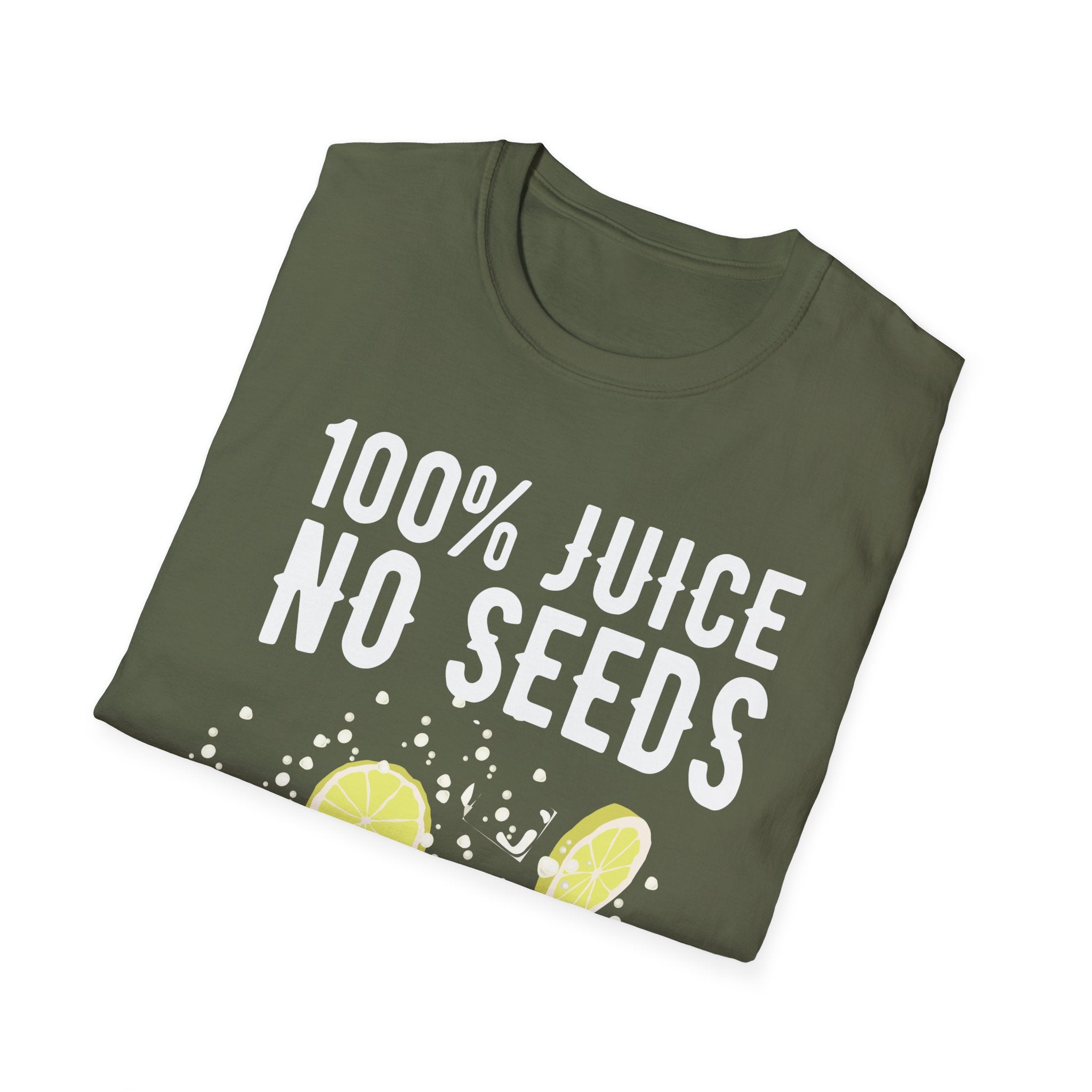 100% Juice No Seeds Lemon T-Shirt — Funny Fruit Graphic Tee