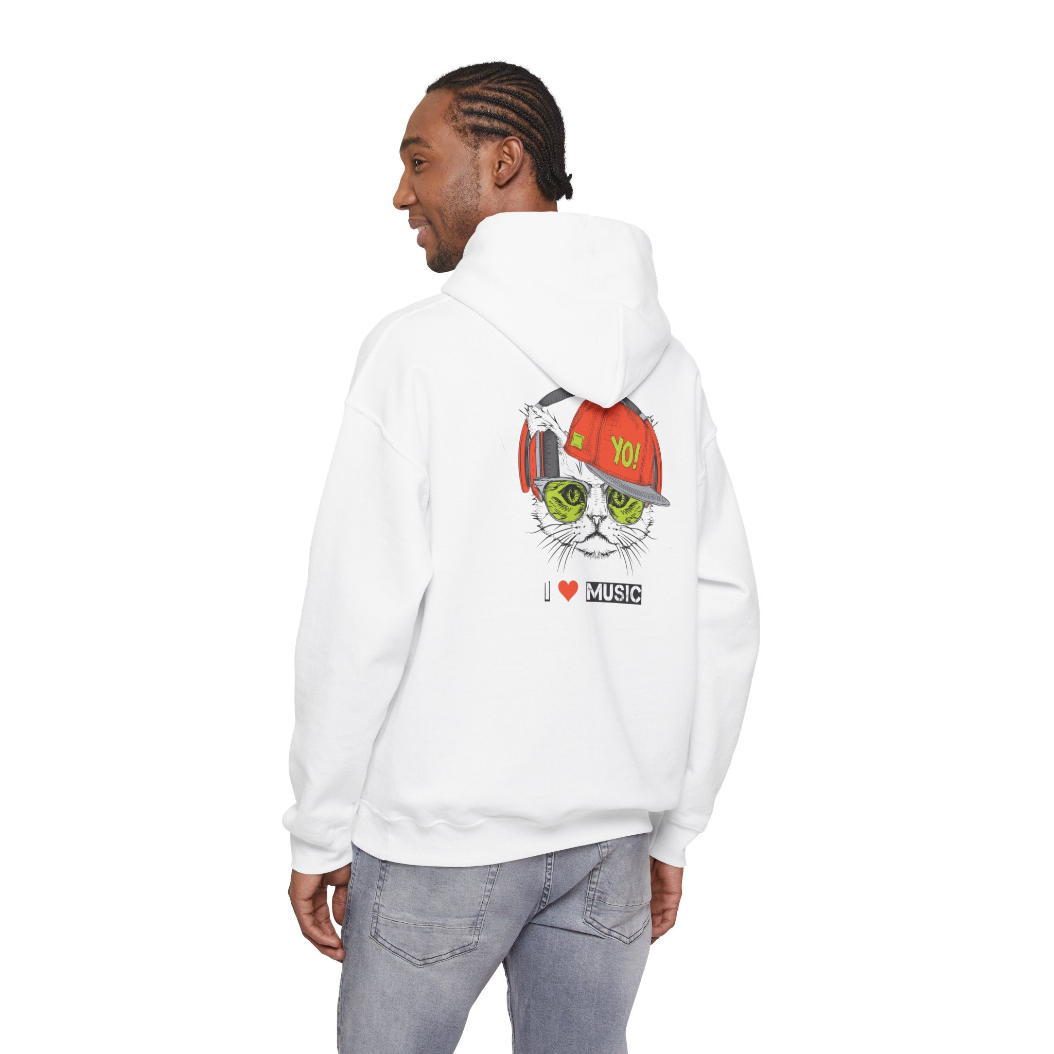 I Love Music Cool Cat Hoodie