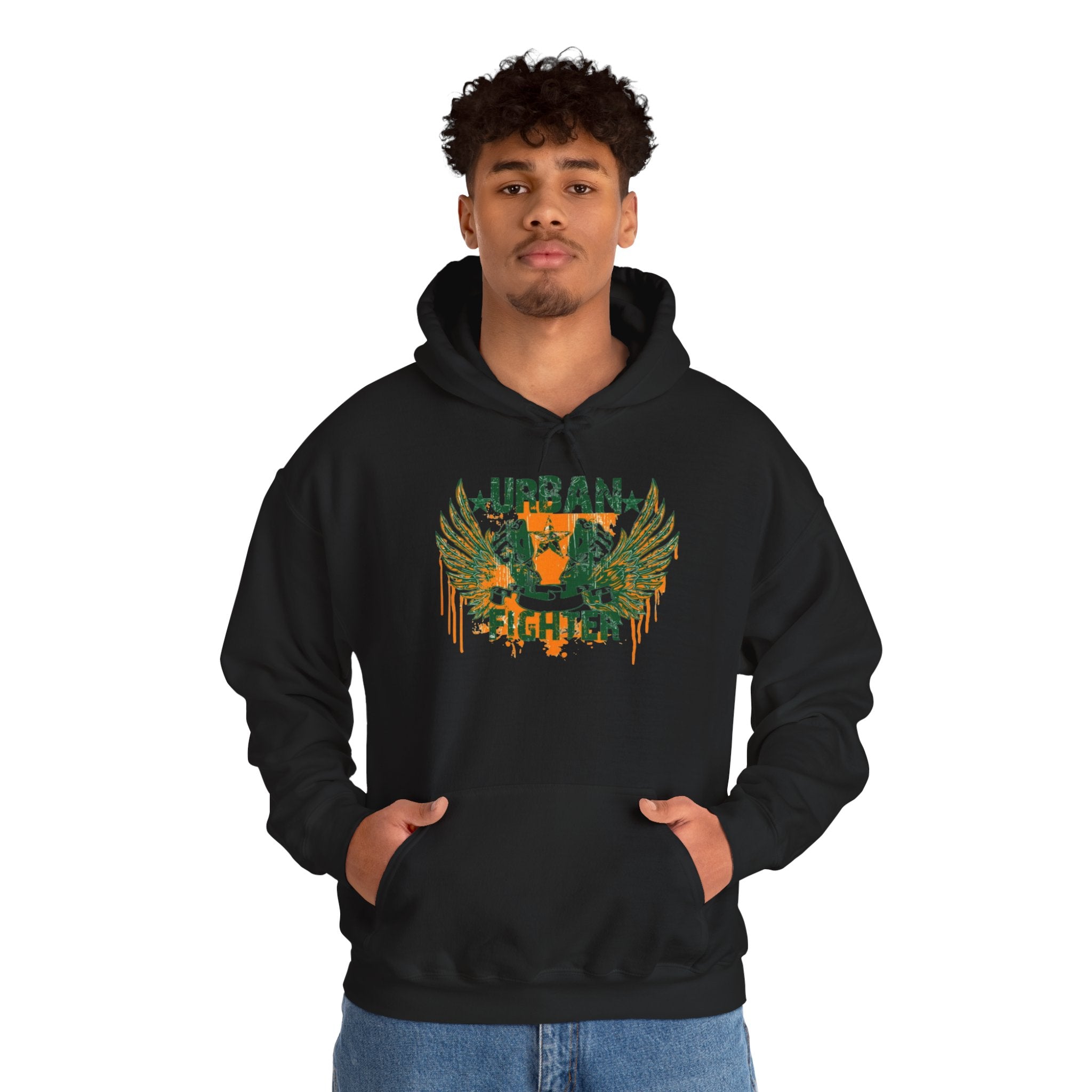 Urban Fighter Hoodie — Vintage Winged Tiger Graphic Sweatshirt
