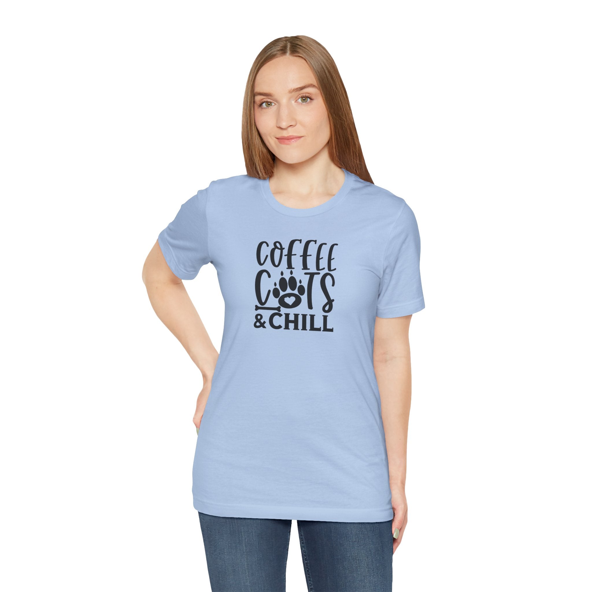 Coffee, Cats & Chill Tee — Cat Lover Coffee T‑Shirt