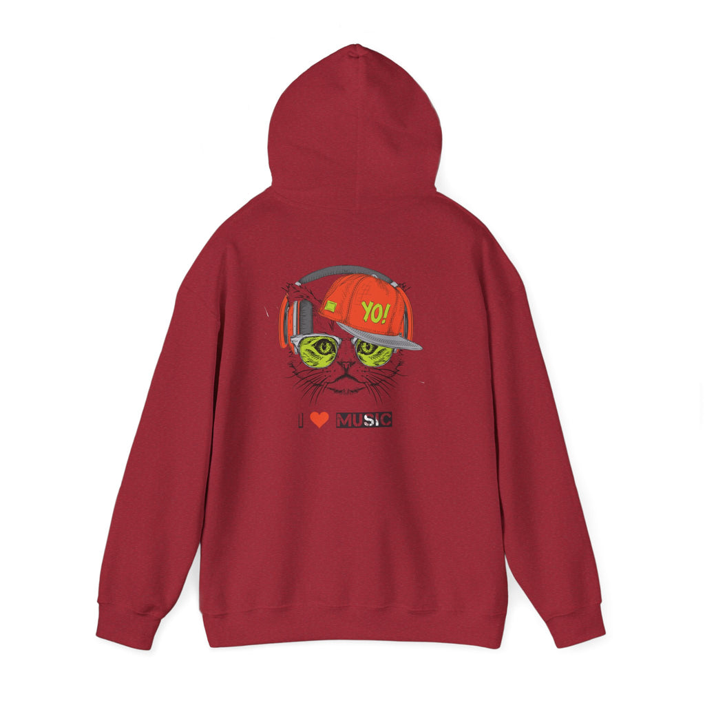 I Love Music Cool Cat Hoodie