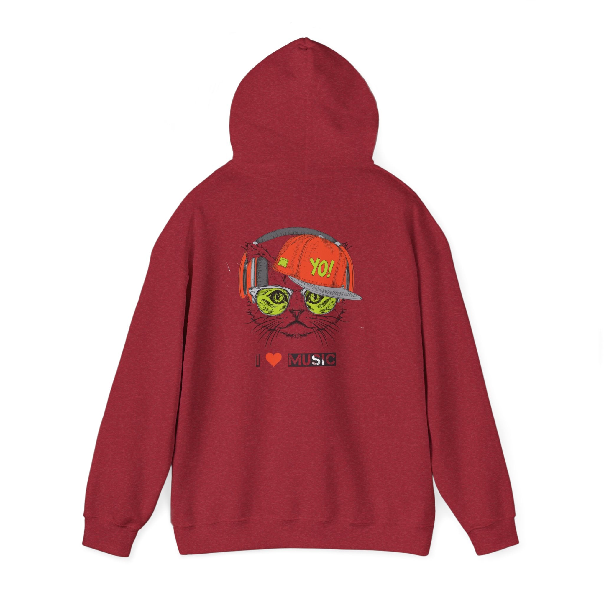 I Love Music Cool Cat Hoodie