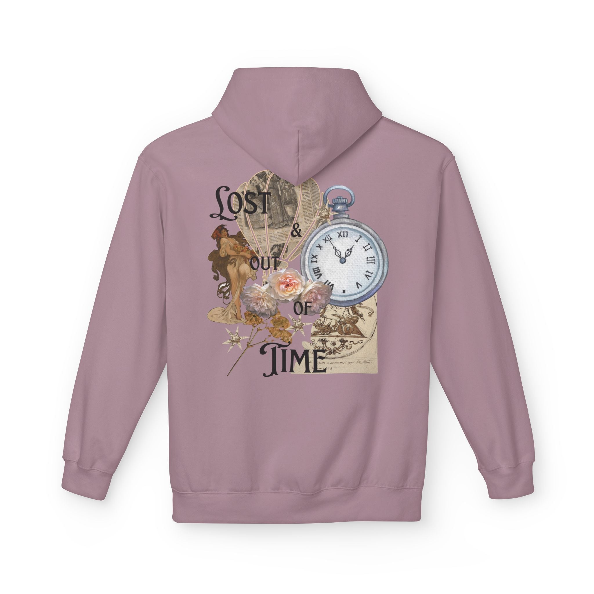 Lost Track of Time Hoodie  Vintage Pocket Watch & Hot Air Balloon
