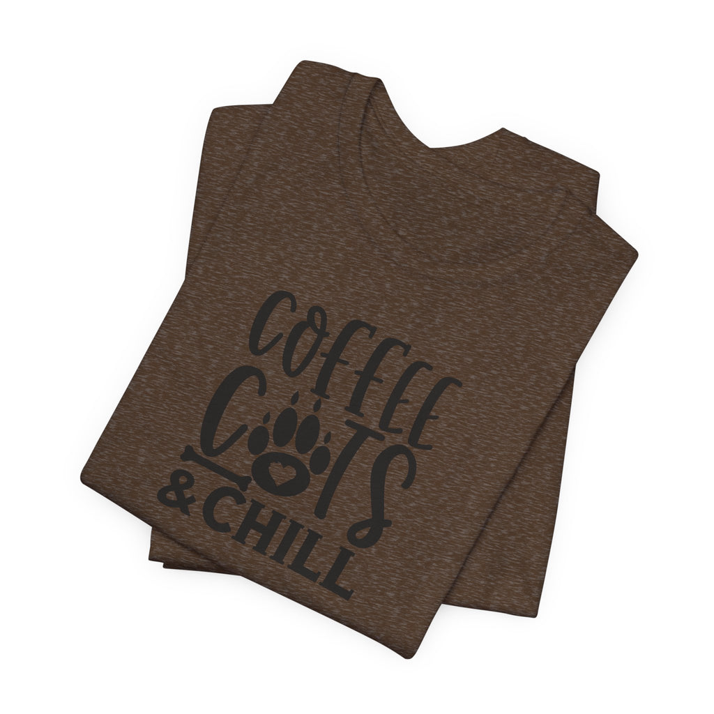 Coffee, Cats & Chill Tee — Cat Lover Coffee T‑Shirt