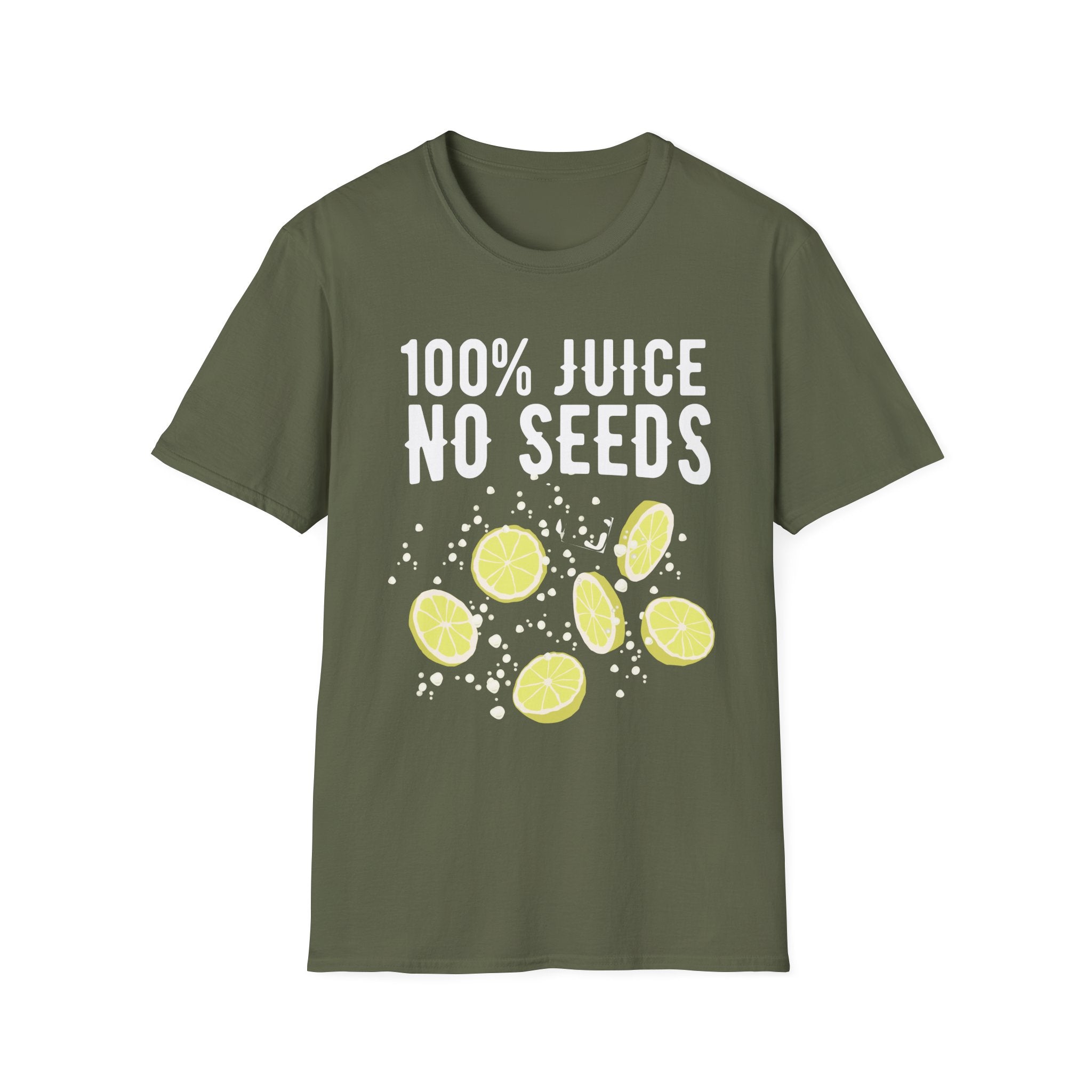 100% Juice No Seeds Lemon T-Shirt — Funny Fruit Graphic Tee
