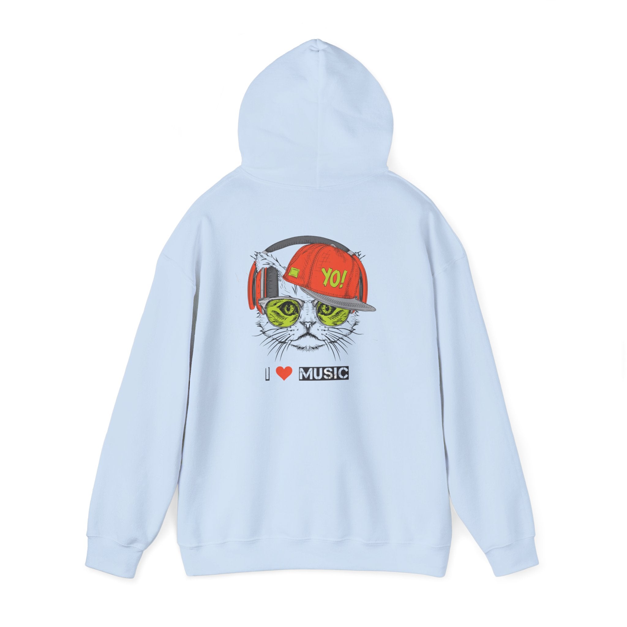 I Love Music Cool Cat Hoodie
