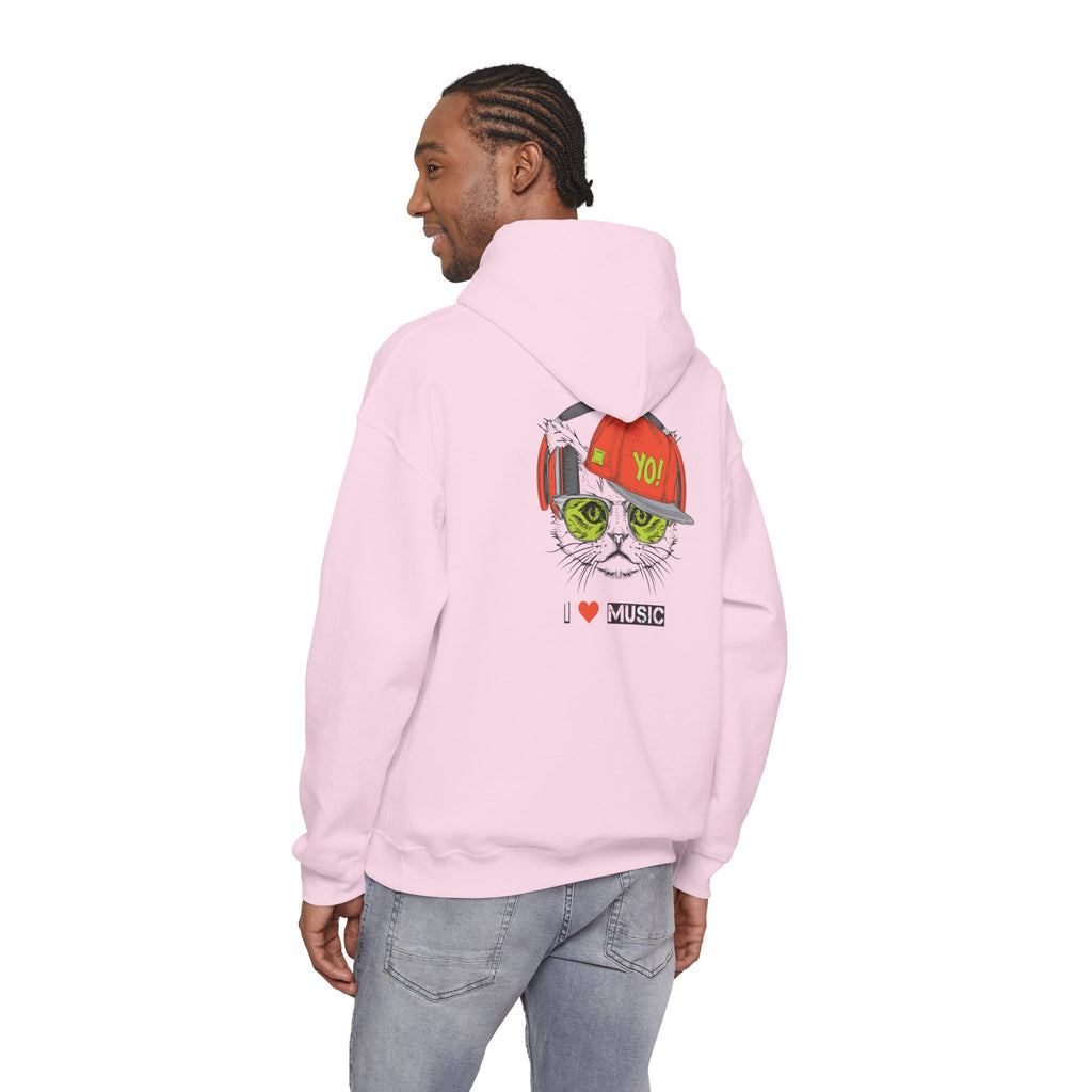 I Love Music Cool Cat Hoodie