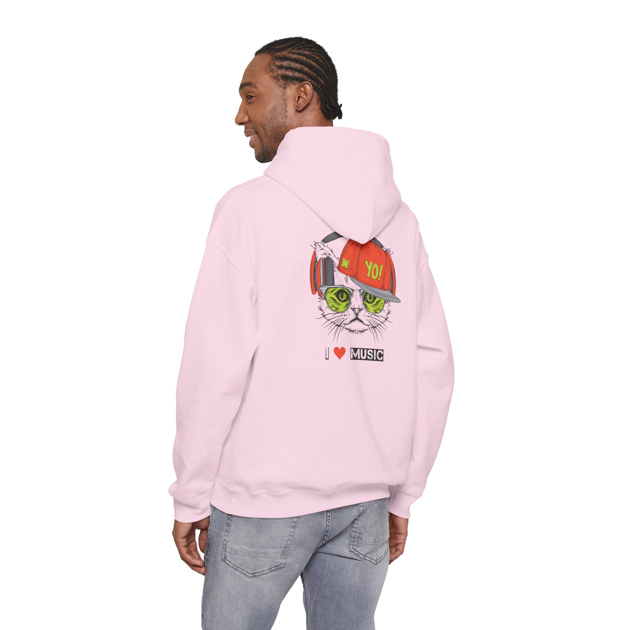 I Love Music Cool Cat Hoodie