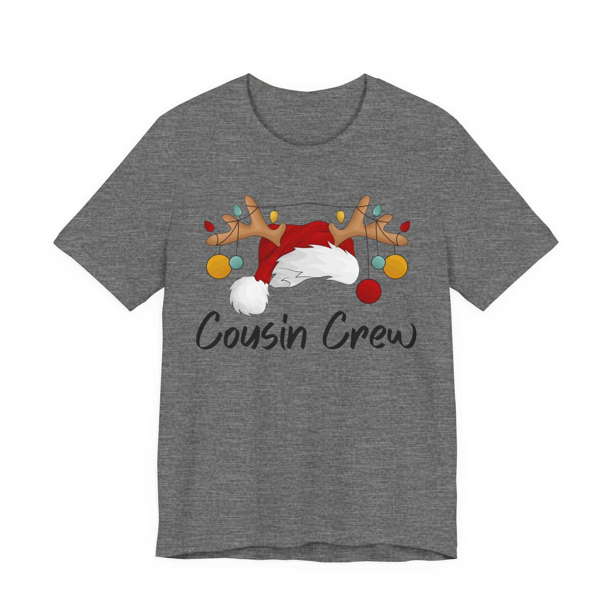 Cousin Crew Christmas Tee - Santa Hat & Reindeer Antlers Holiday Shirt
