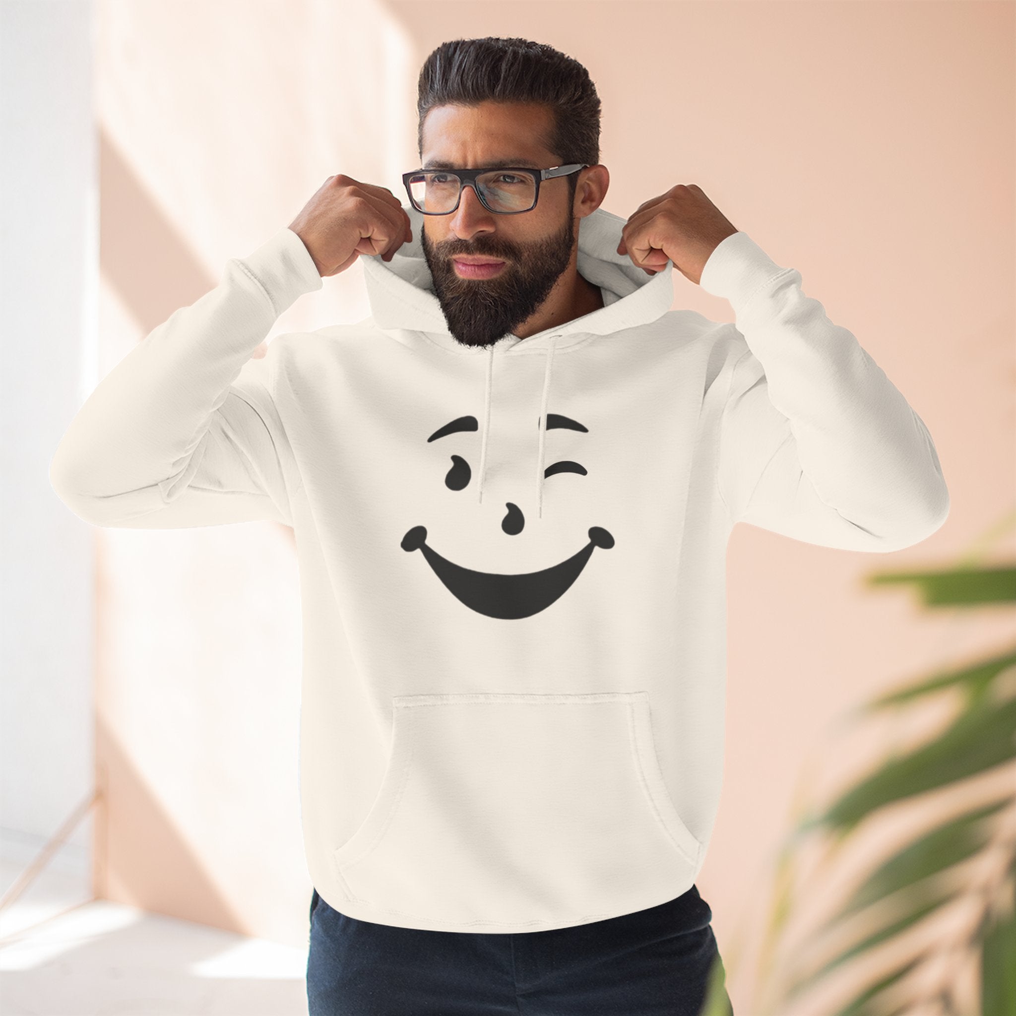 Cool Smiley Face Three-Panel Fleece Hoodie
