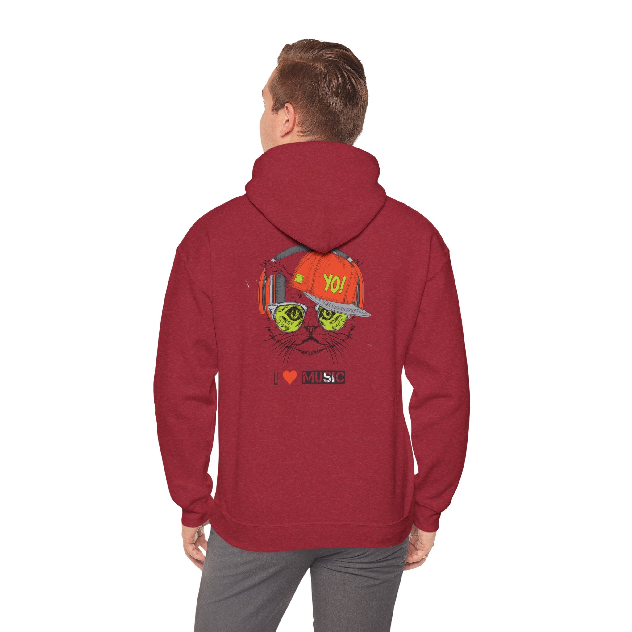 I Love Music Cool Cat Hoodie