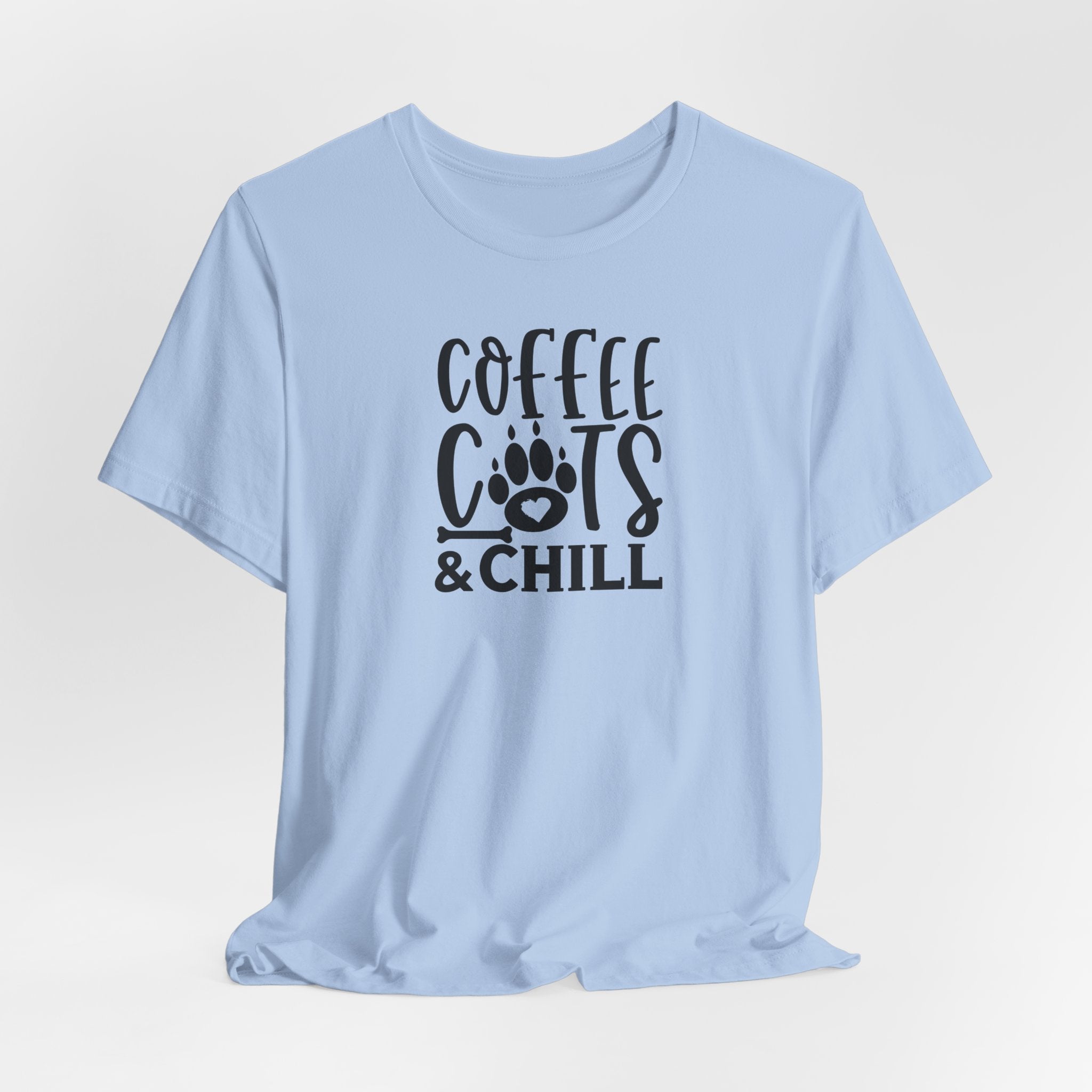 Coffee, Cats & Chill Tee — Cat Lover Coffee T‑Shirt