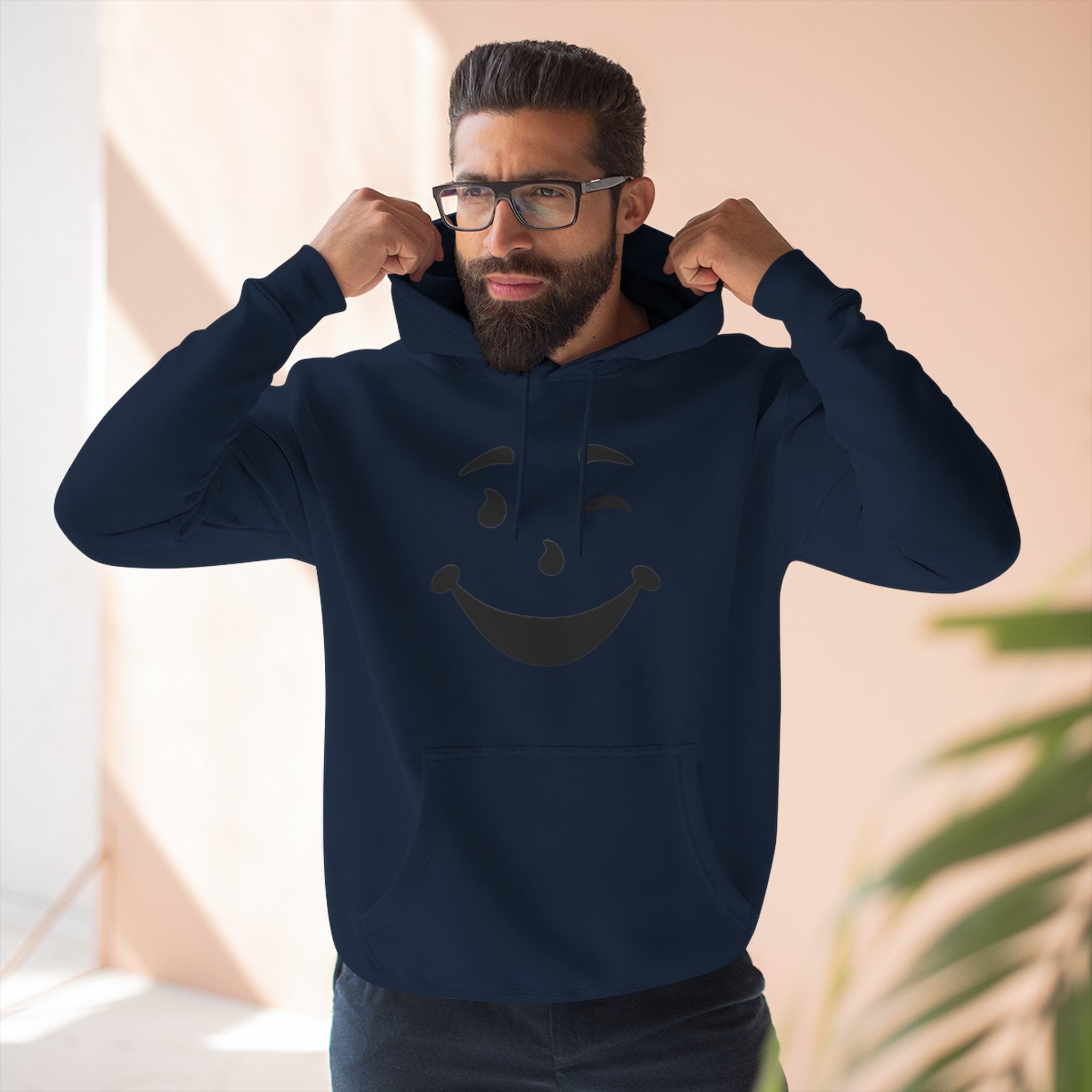 Cool Smiley Face Three-Panel Fleece Hoodie