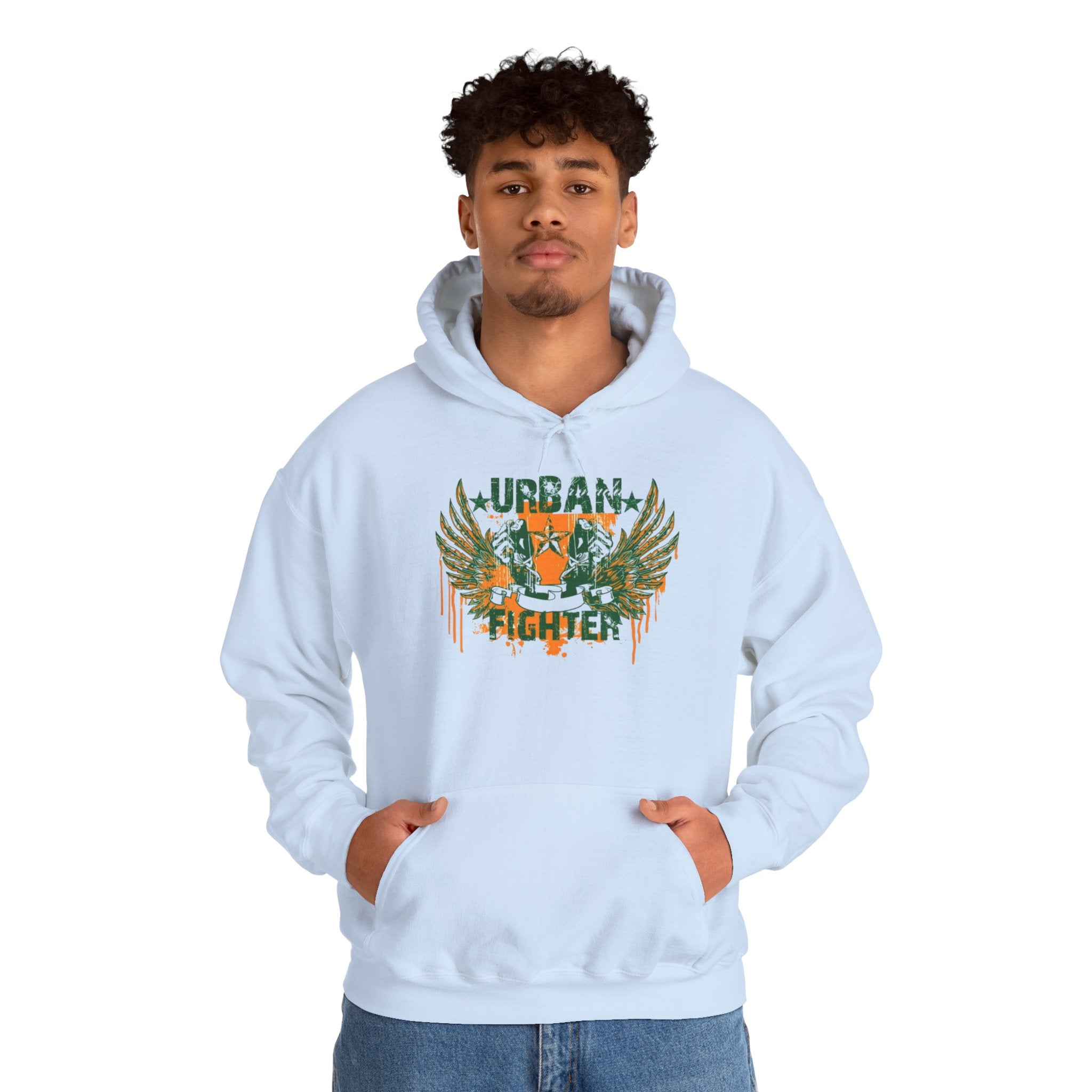 Urban Fighter Hoodie — Vintage Winged Tiger Graphic Sweatshirt