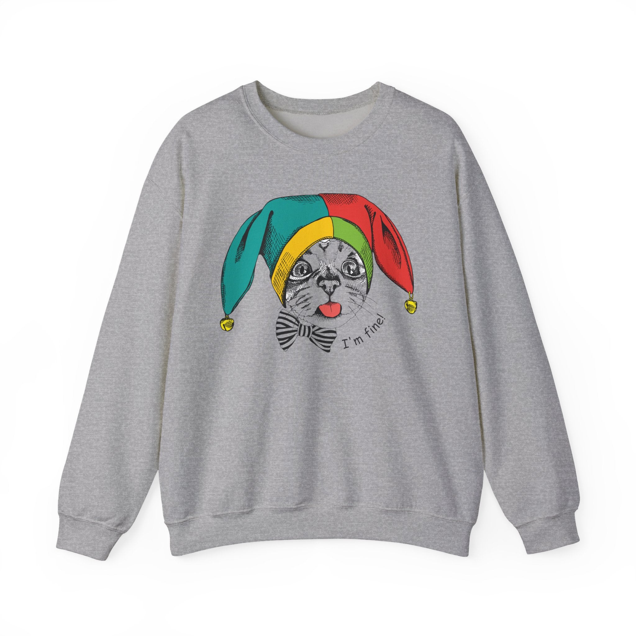 Jester Kitty Crewneck Sweatshirt - I'm Fine!
