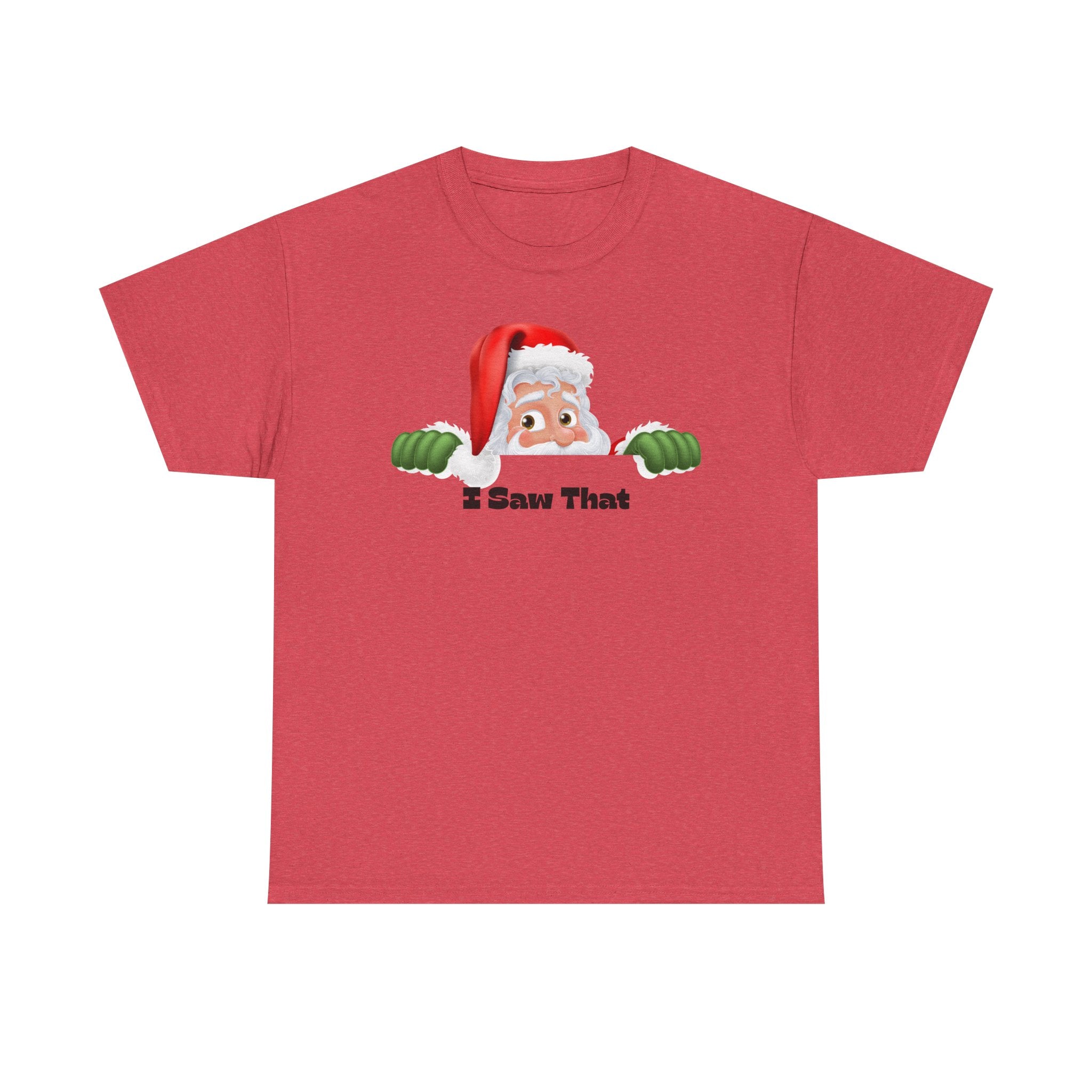 Santa Peeking 'I Saw That' Christmas Tee