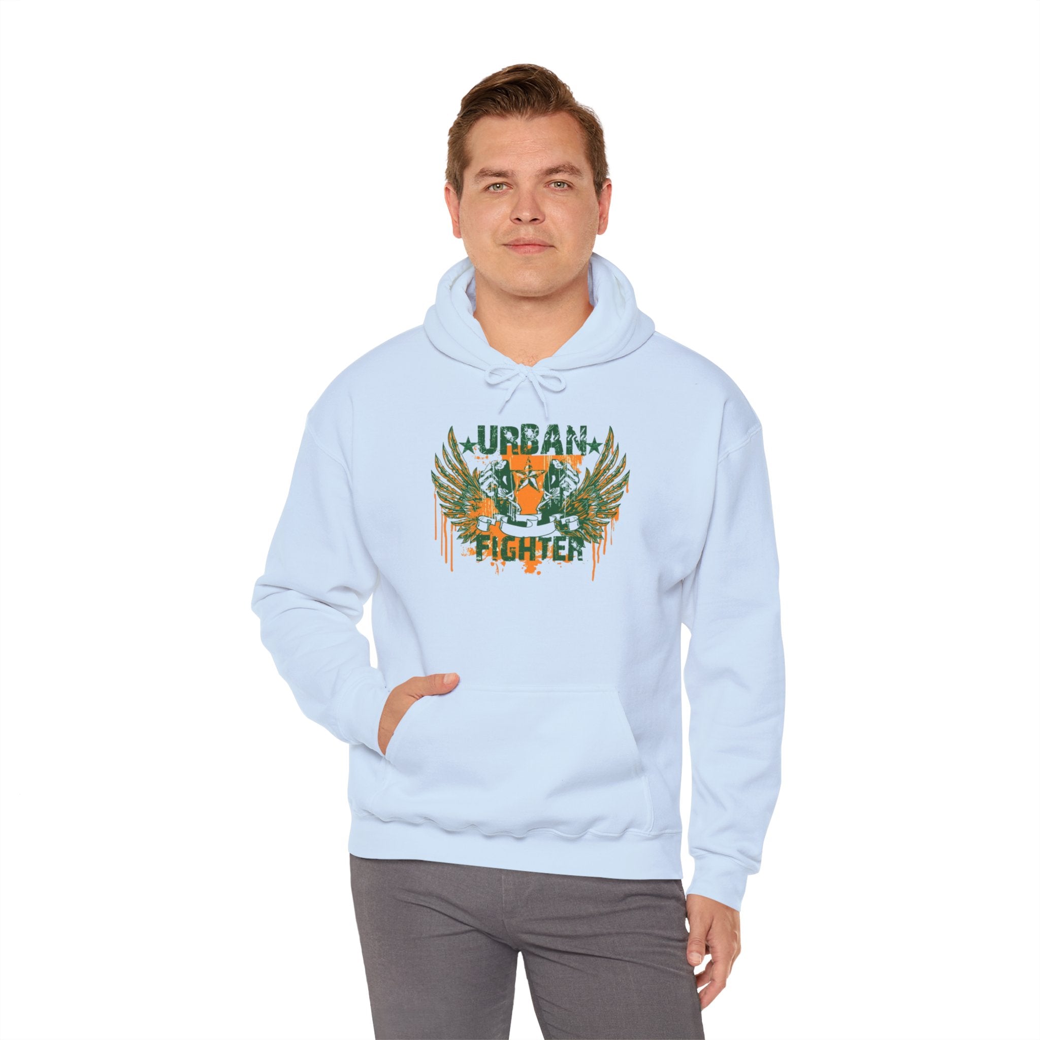 Urban Fighter Hoodie — Vintage Winged Tiger Graphic Sweatshirt
