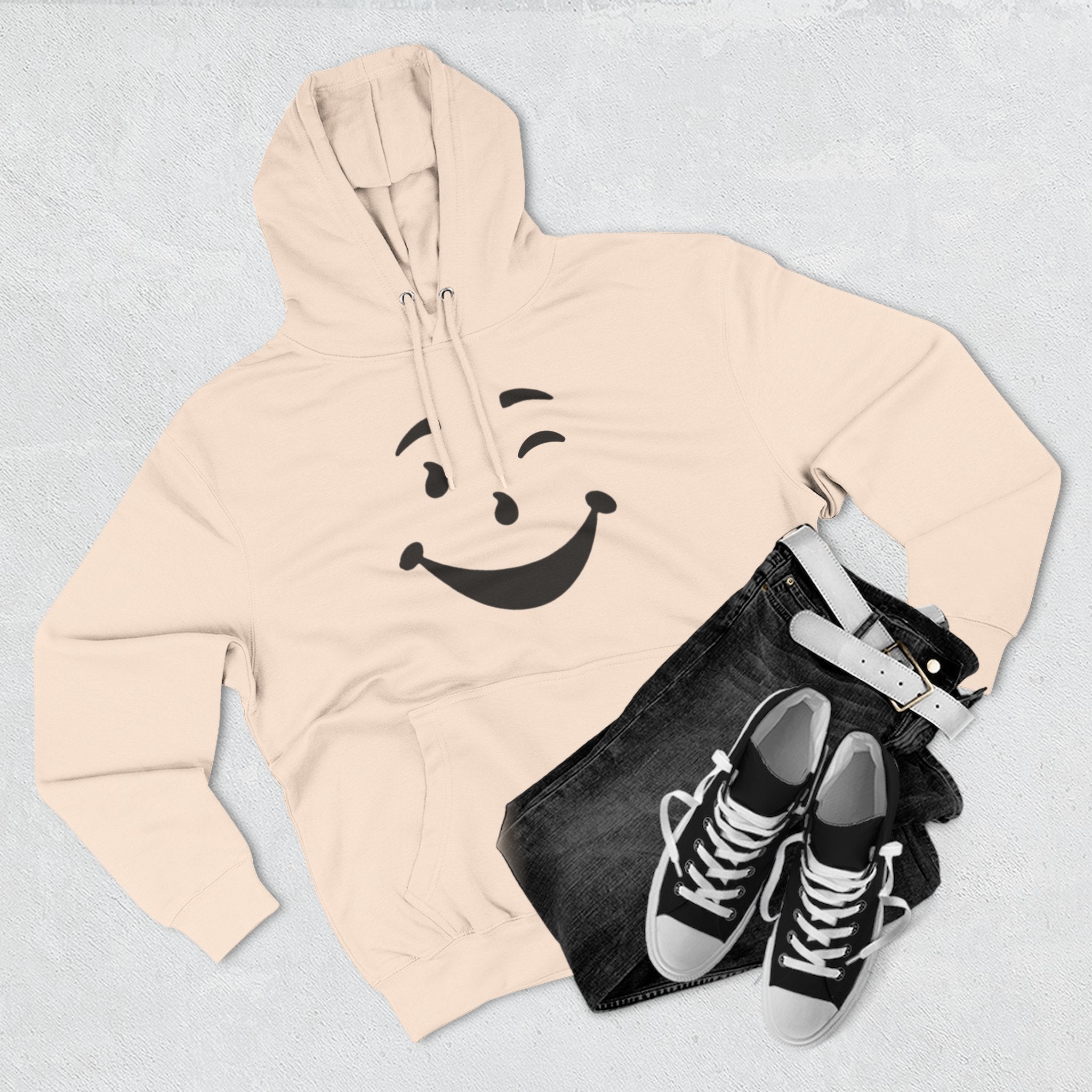 Cool Smiley Face Three-Panel Fleece Hoodie