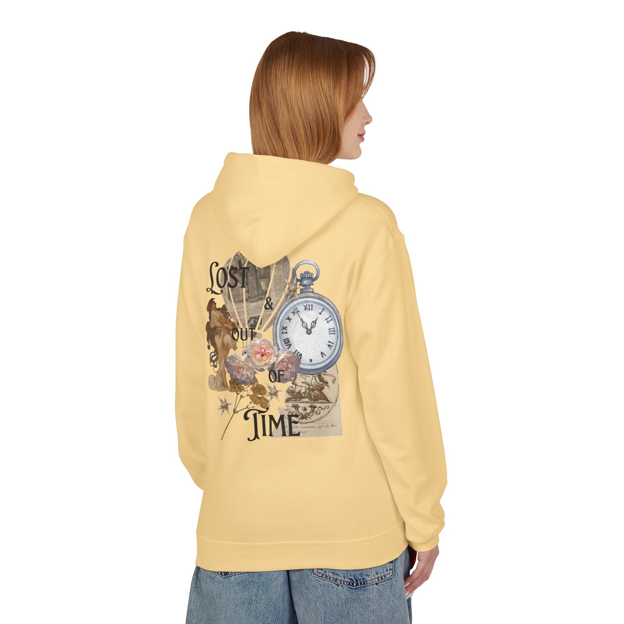 Lost Track of Time Hoodie  Vintage Pocket Watch & Hot Air Balloon