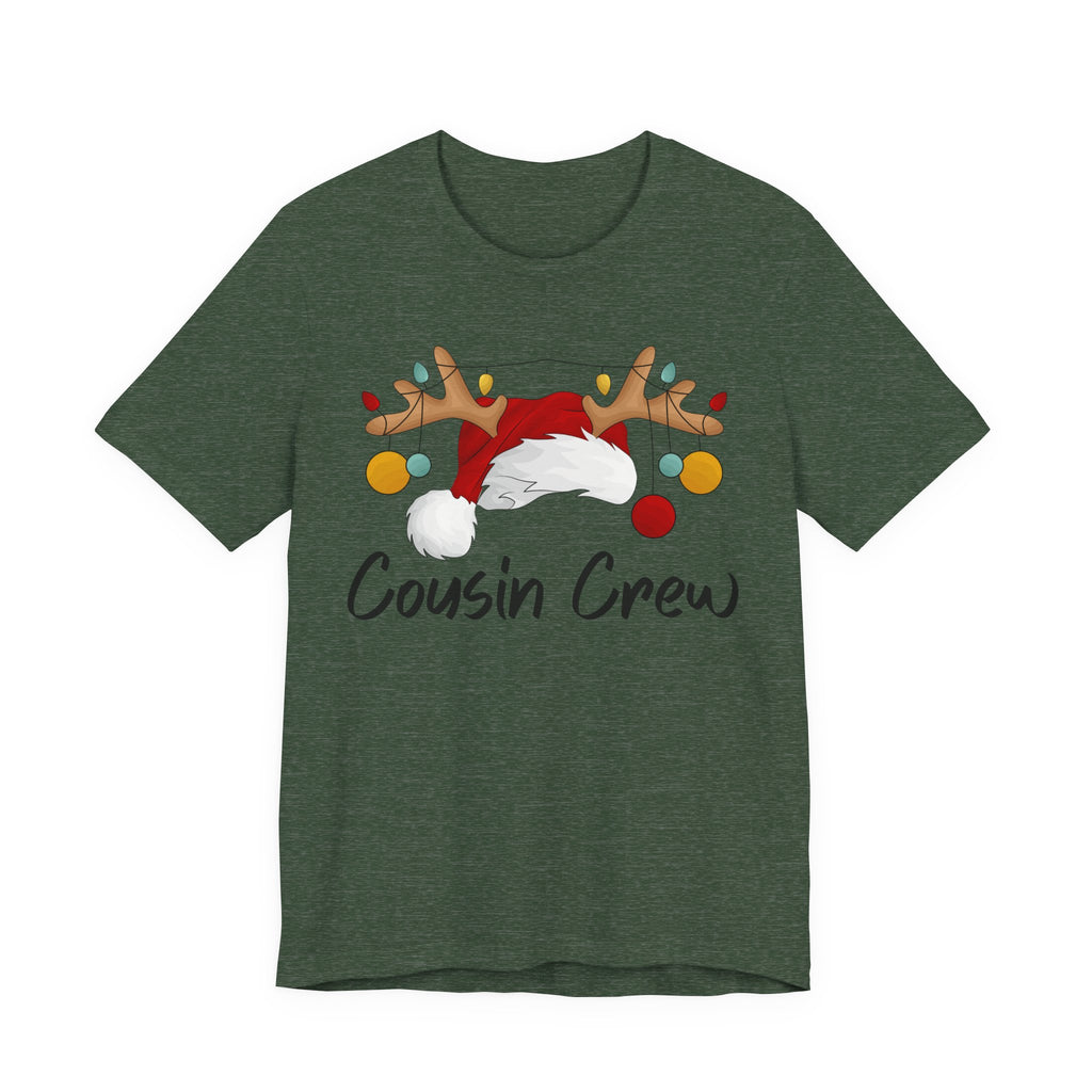 Cousin Crew Christmas Tee - Santa Hat & Reindeer Antlers Holiday Shirt