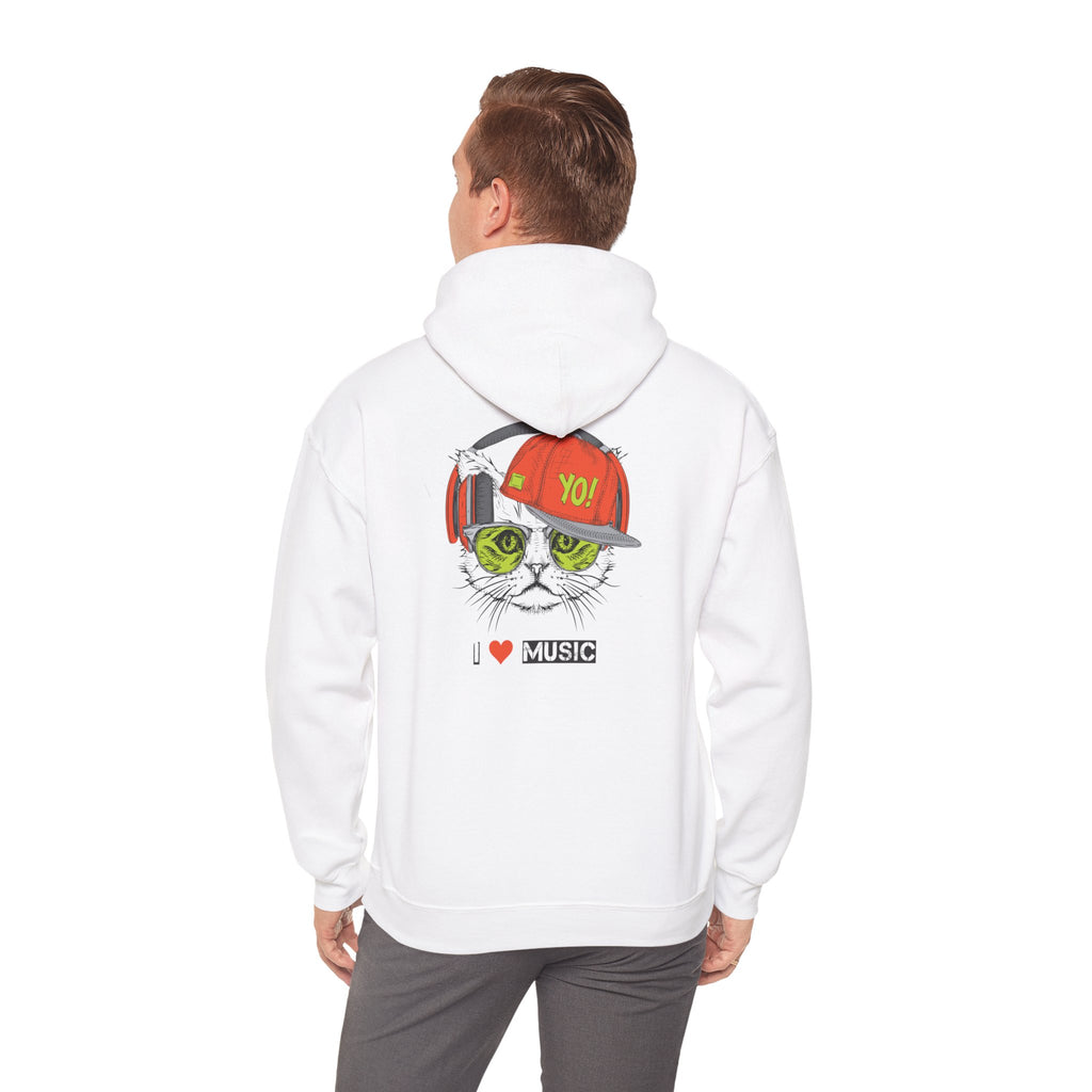 I Love Music Cool Cat Hoodie