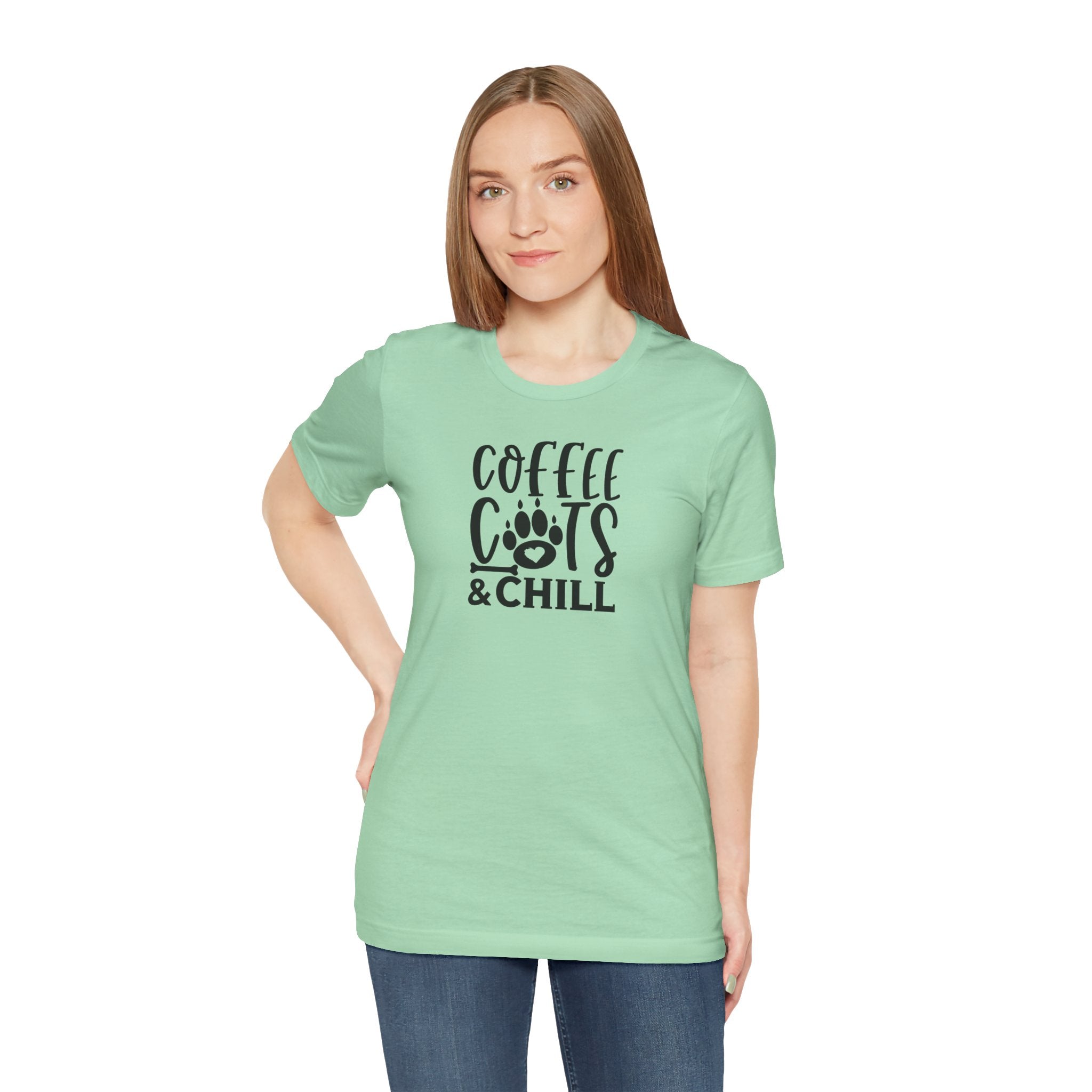 Coffee, Cats & Chill Tee — Cat Lover Coffee T‑Shirt