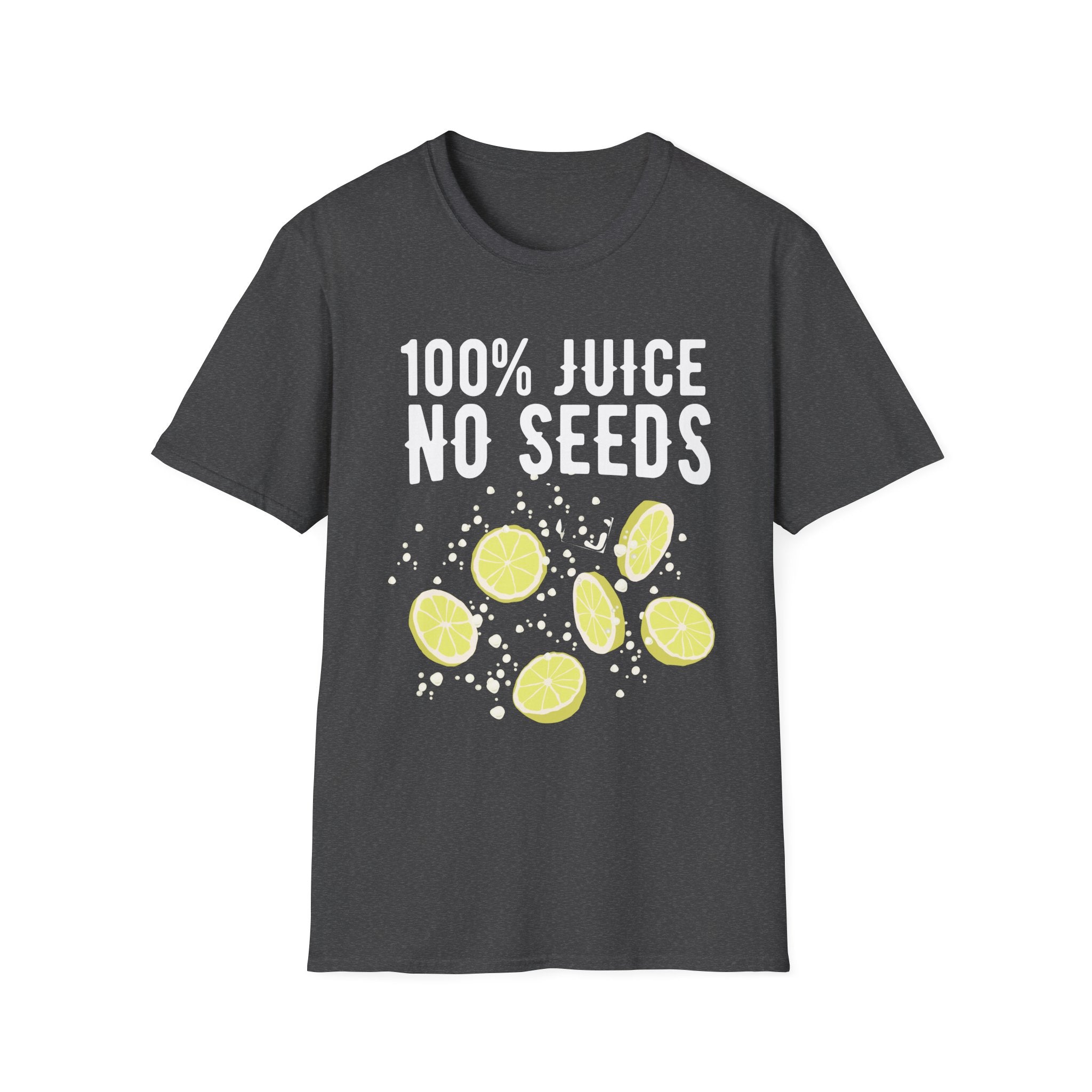 100% Juice No Seeds Lemon T-Shirt — Funny Fruit Graphic Tee