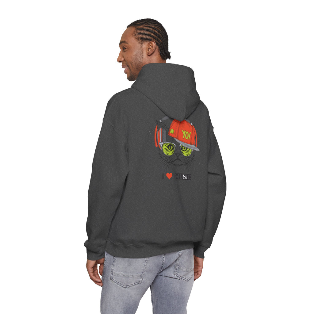 I Love Music Cool Cat Hoodie