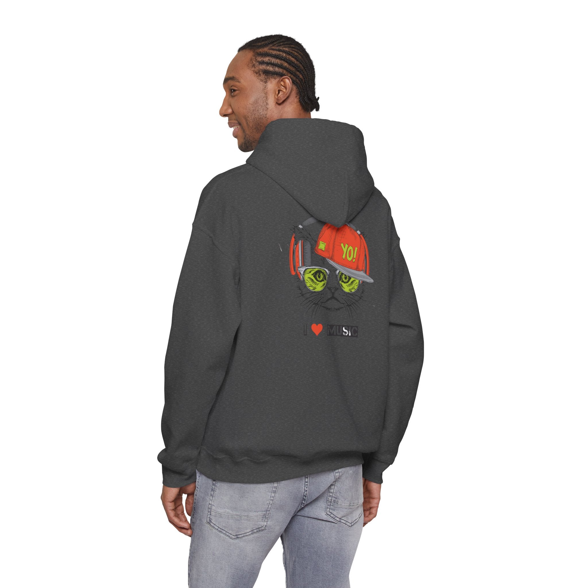 I Love Music Cool Cat Hoodie