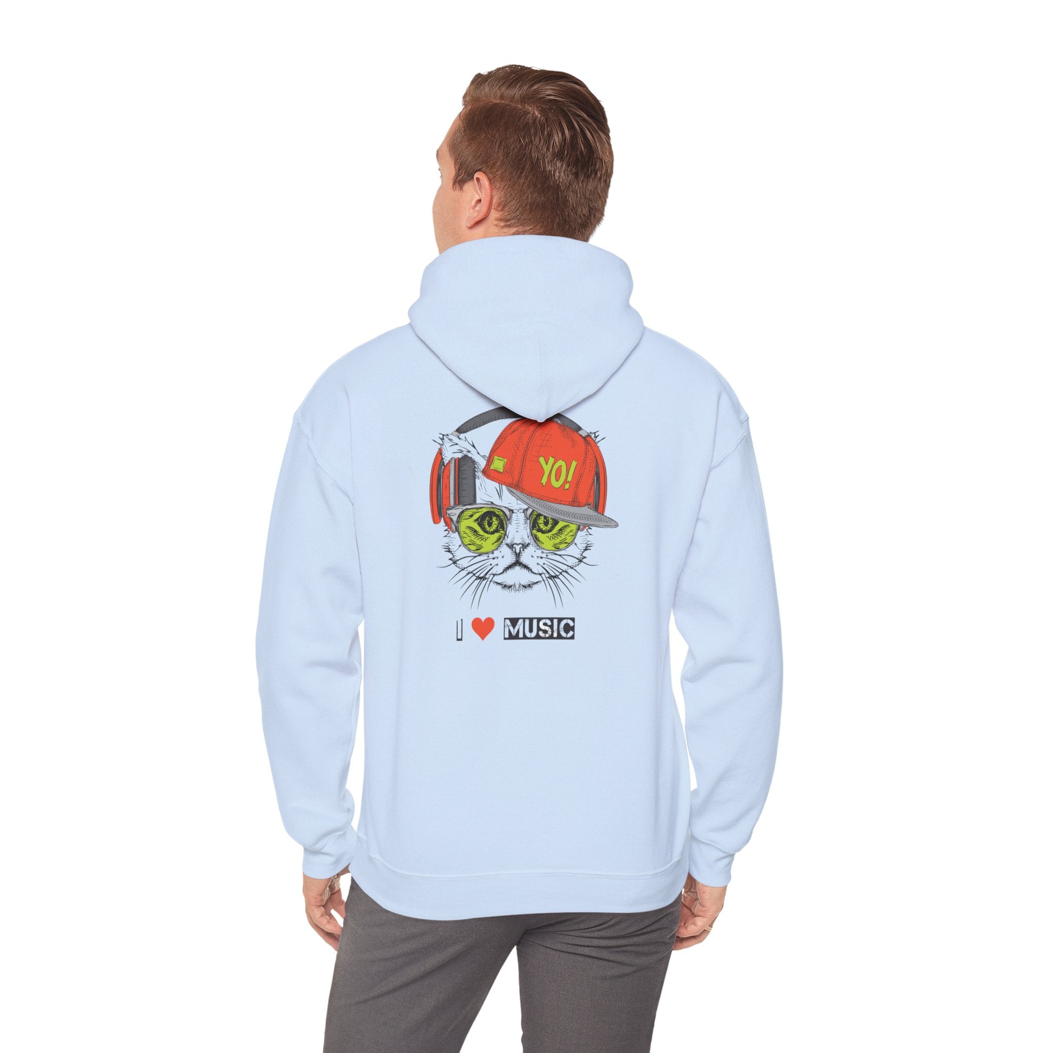 I Love Music Cool Cat Hoodie