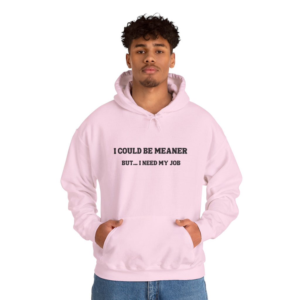 I Could Be Meaner But I Need My Job Hoodie — Funny Work Humor Hooded Sweatshirt
