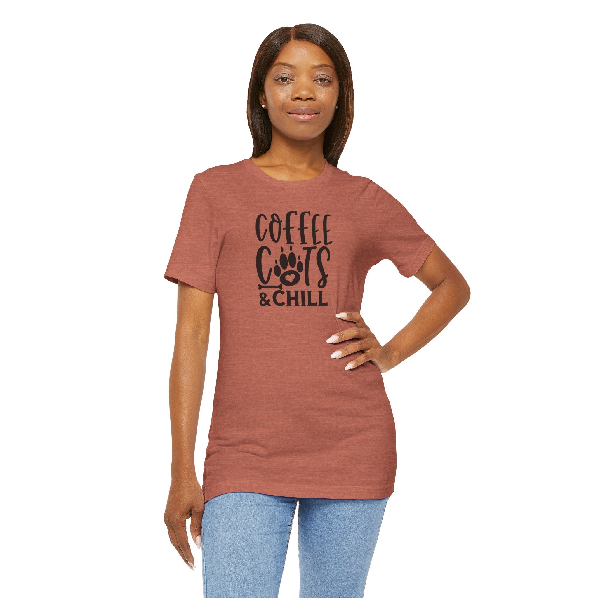 Coffee, Cats & Chill Tee — Cat Lover Coffee T‑Shirt