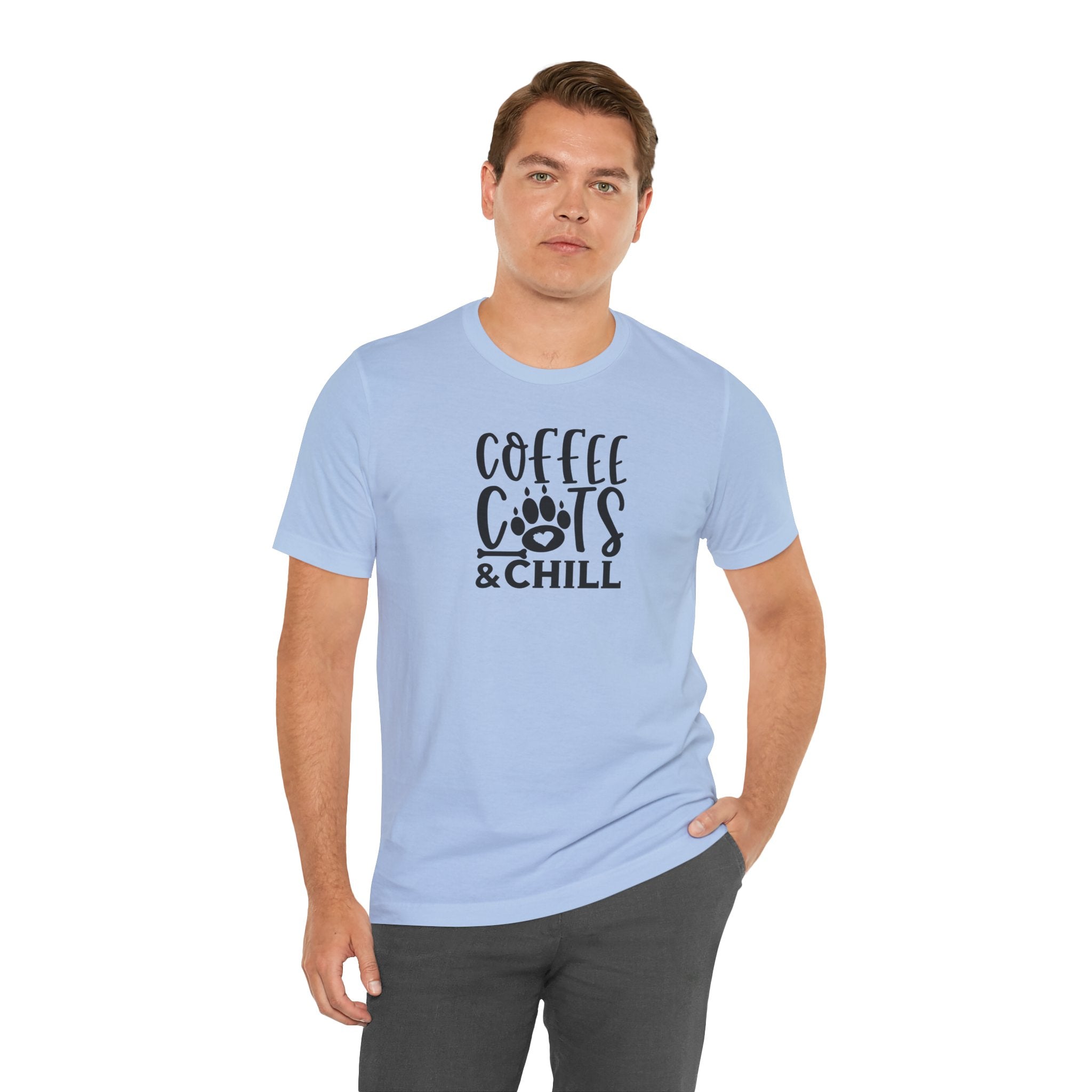 Coffee, Cats & Chill Tee — Cat Lover Coffee T‑Shirt