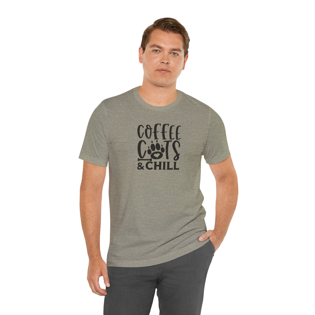 Coffee, Cats & Chill Tee — Cat Lover Coffee T‑Shirt