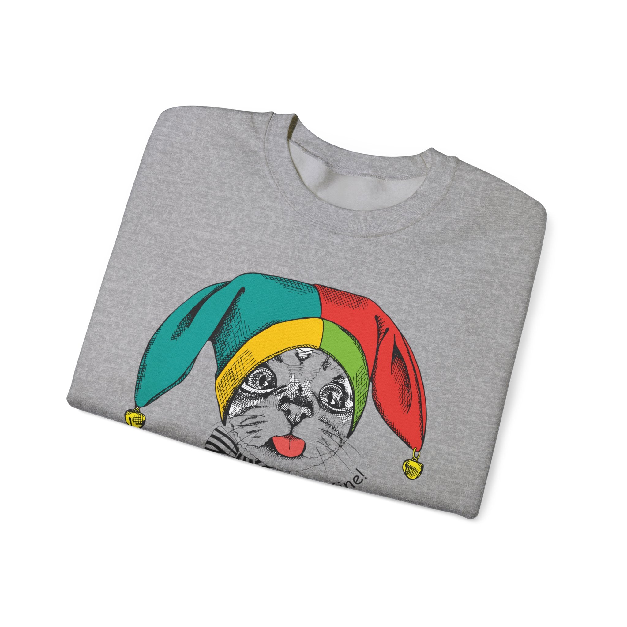 Jester Kitty Crewneck Sweatshirt - I'm Fine!
