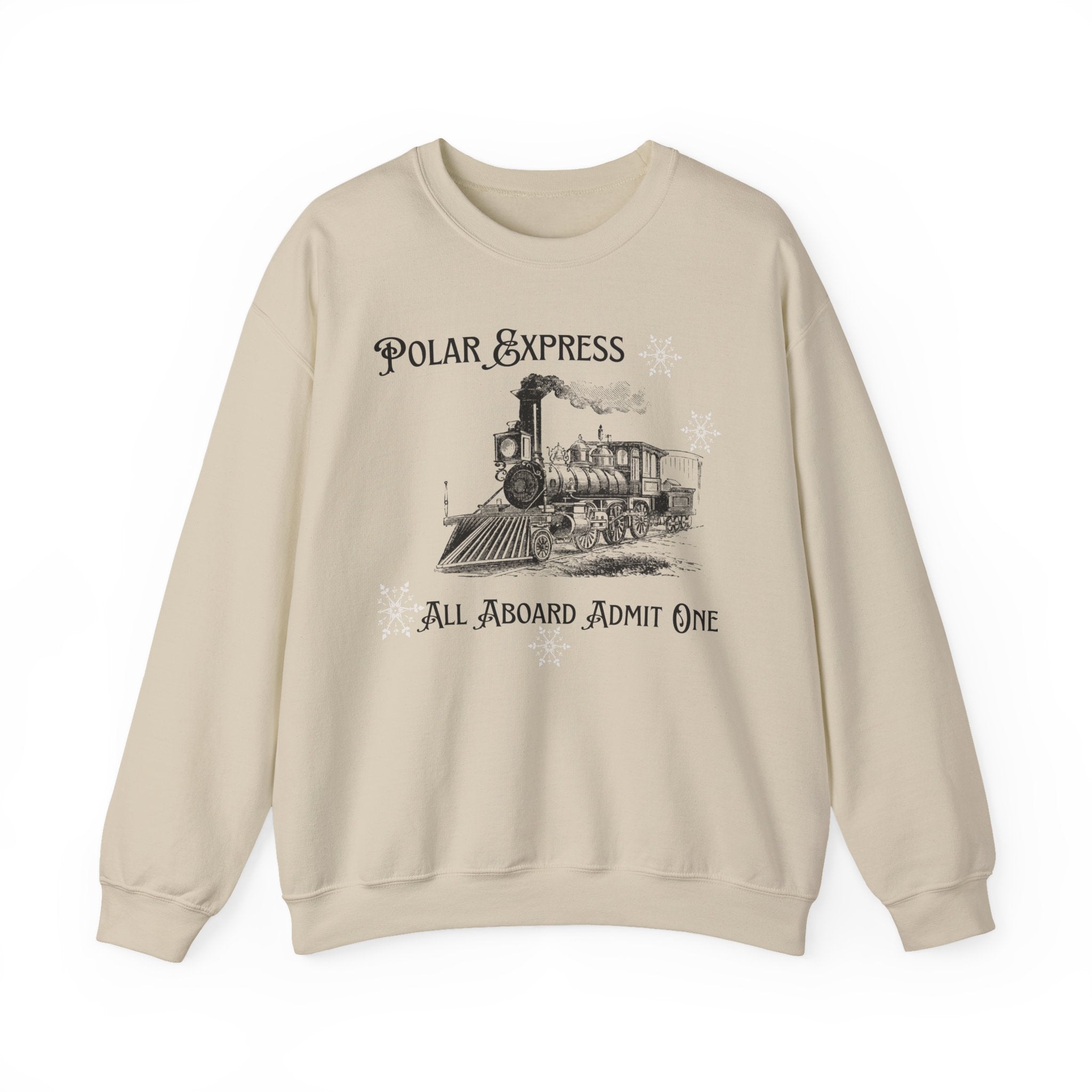 Polar Express Crewneck Sweatshirt – “All Aboard Admit One” Vintage Train Holiday Sweatshirt