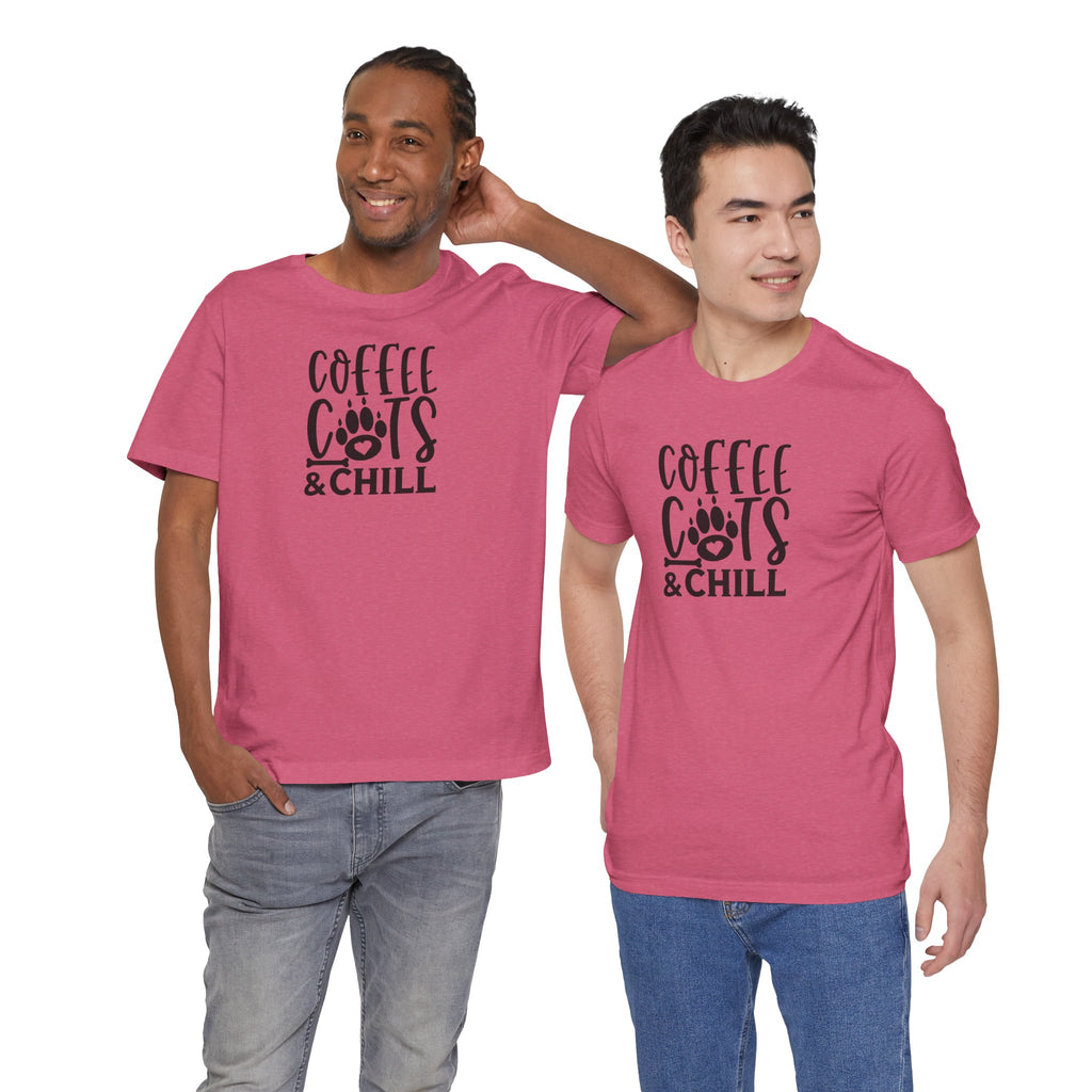 Coffee, Cats & Chill Tee — Cat Lover Coffee T‑Shirt