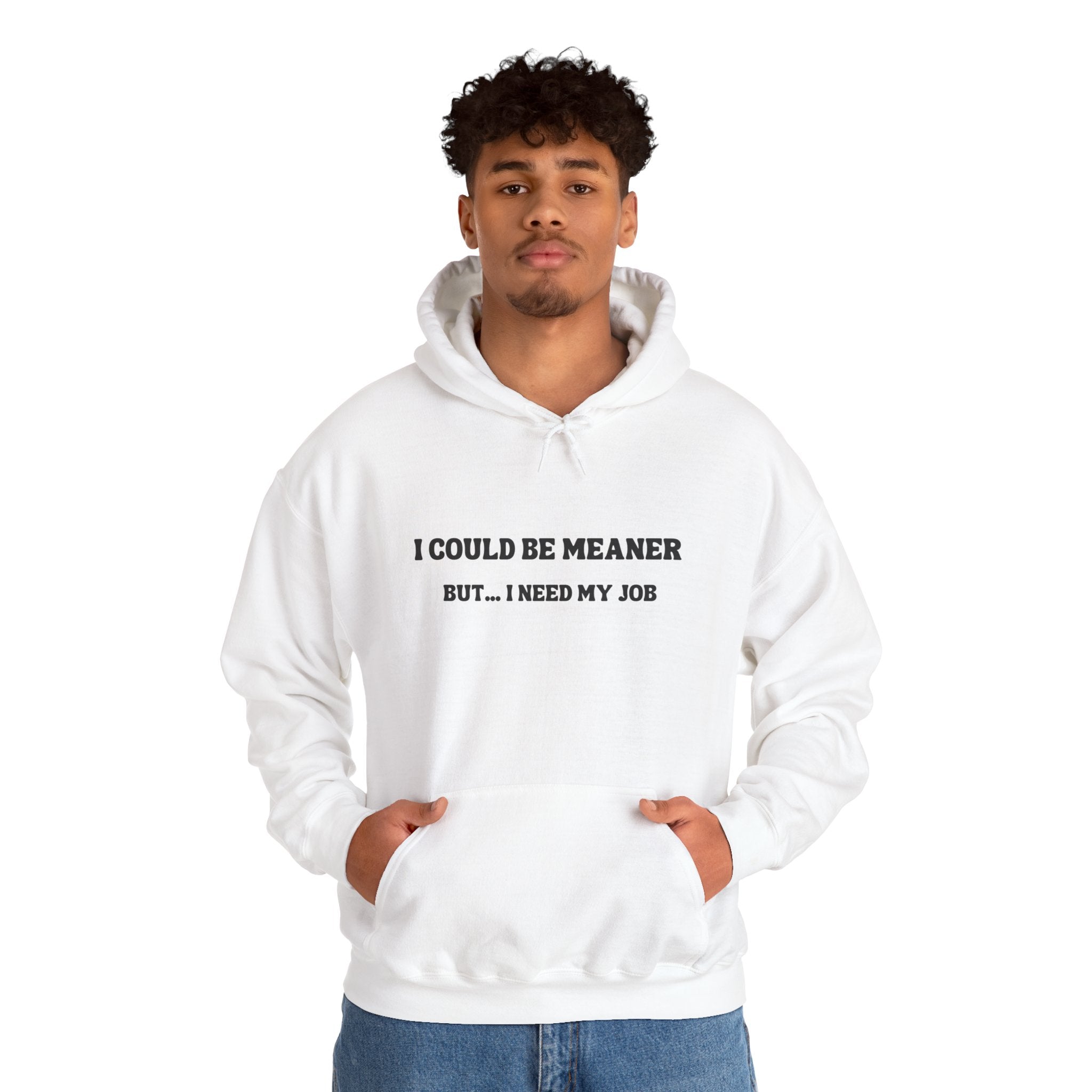 I Could Be Meaner But I Need My Job Hoodie — Funny Work Humor Hooded Sweatshirt