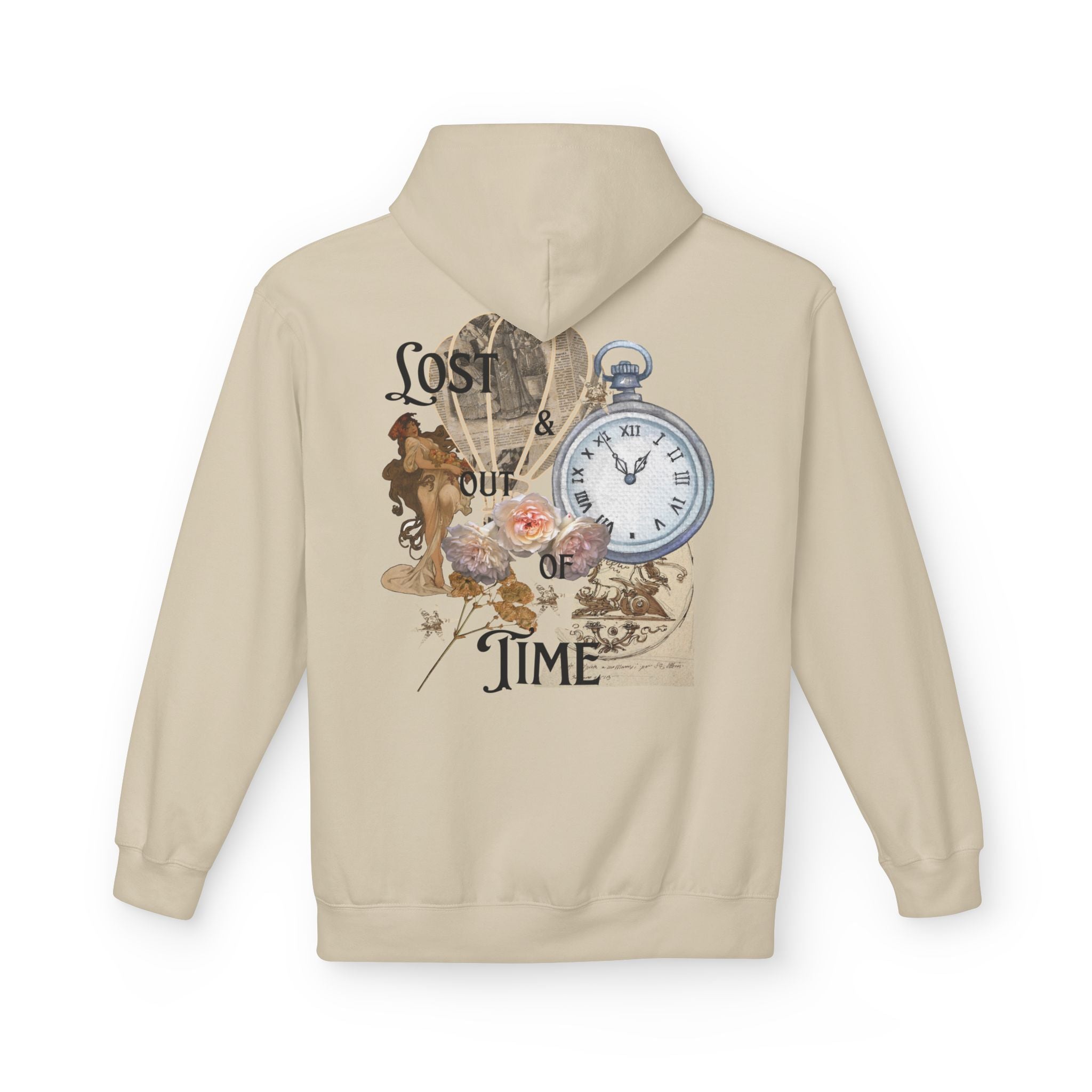 Lost Track of Time Hoodie  Vintage Pocket Watch & Hot Air Balloon