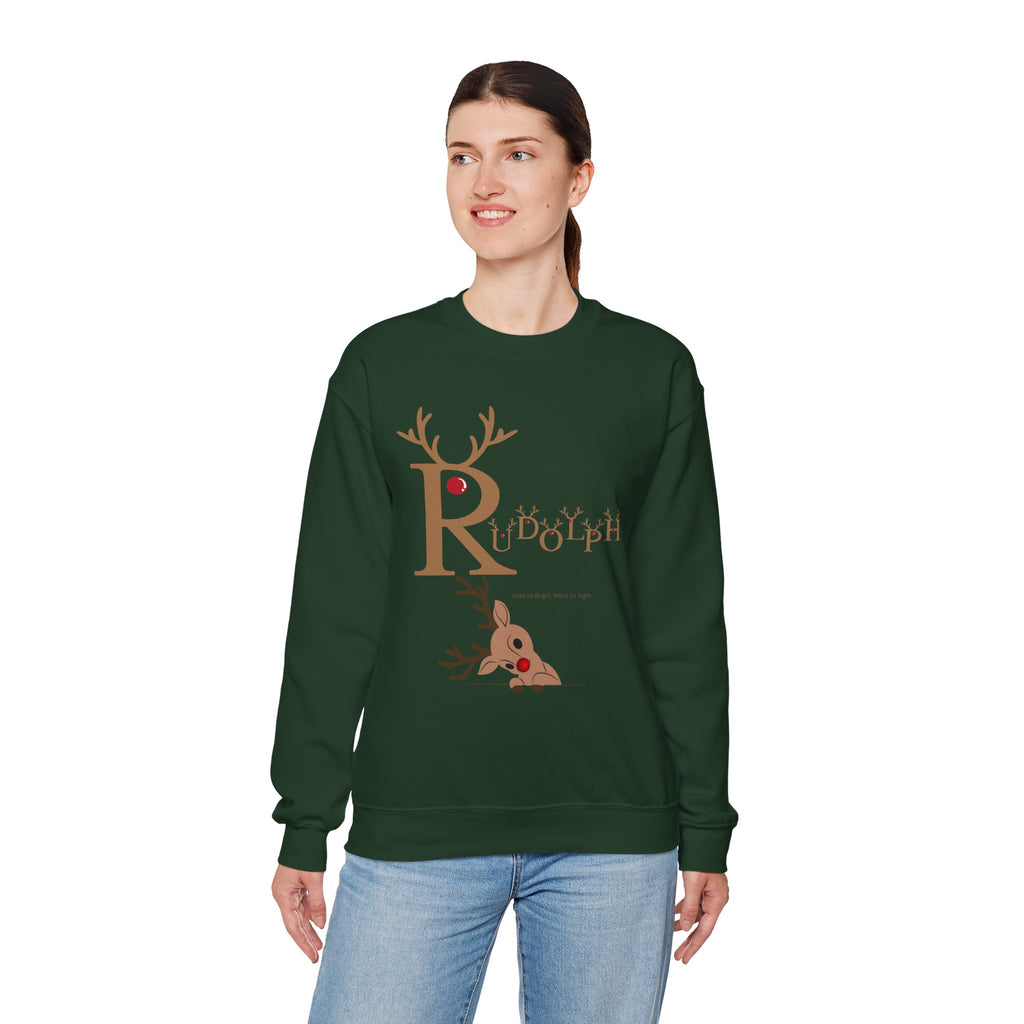 Rudolph "Nose So Bright, Mood So Right" Christmas Crewneck Sweatshirt